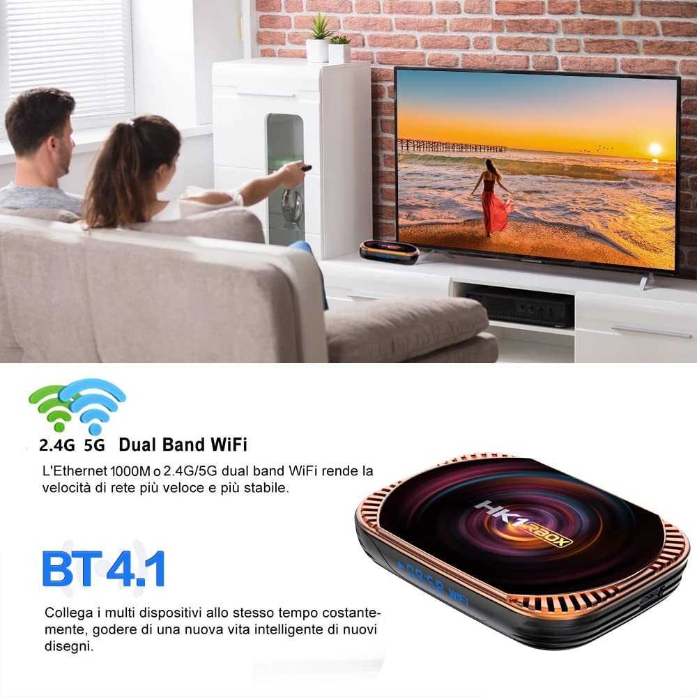 Android 11.0 TV Box 4GB RAM 64GB ROM TV Box HK1 Box X4 Amlogic S905X4 2 wifi BT