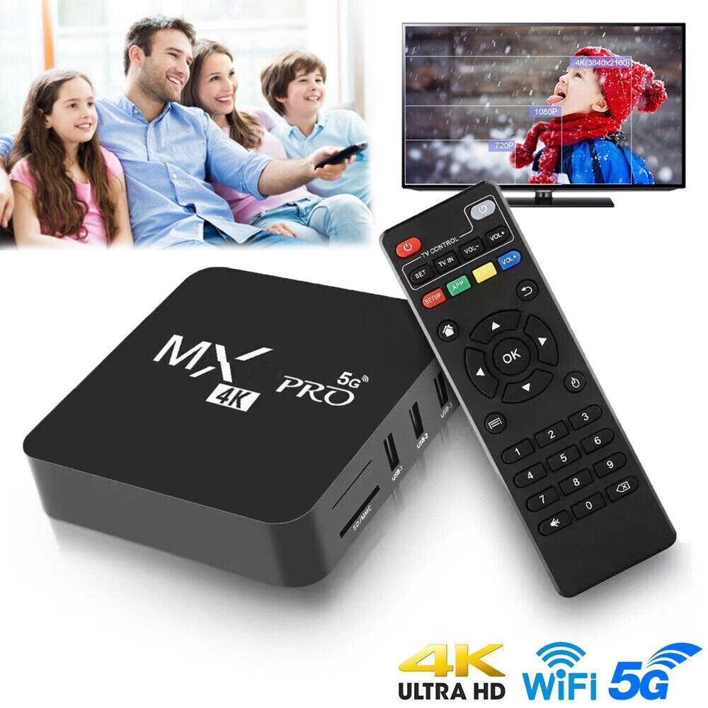 Smart TV Box Media Stream Player Android 13.0 WIFI 6 Quad Core 4K UHD MX PRO