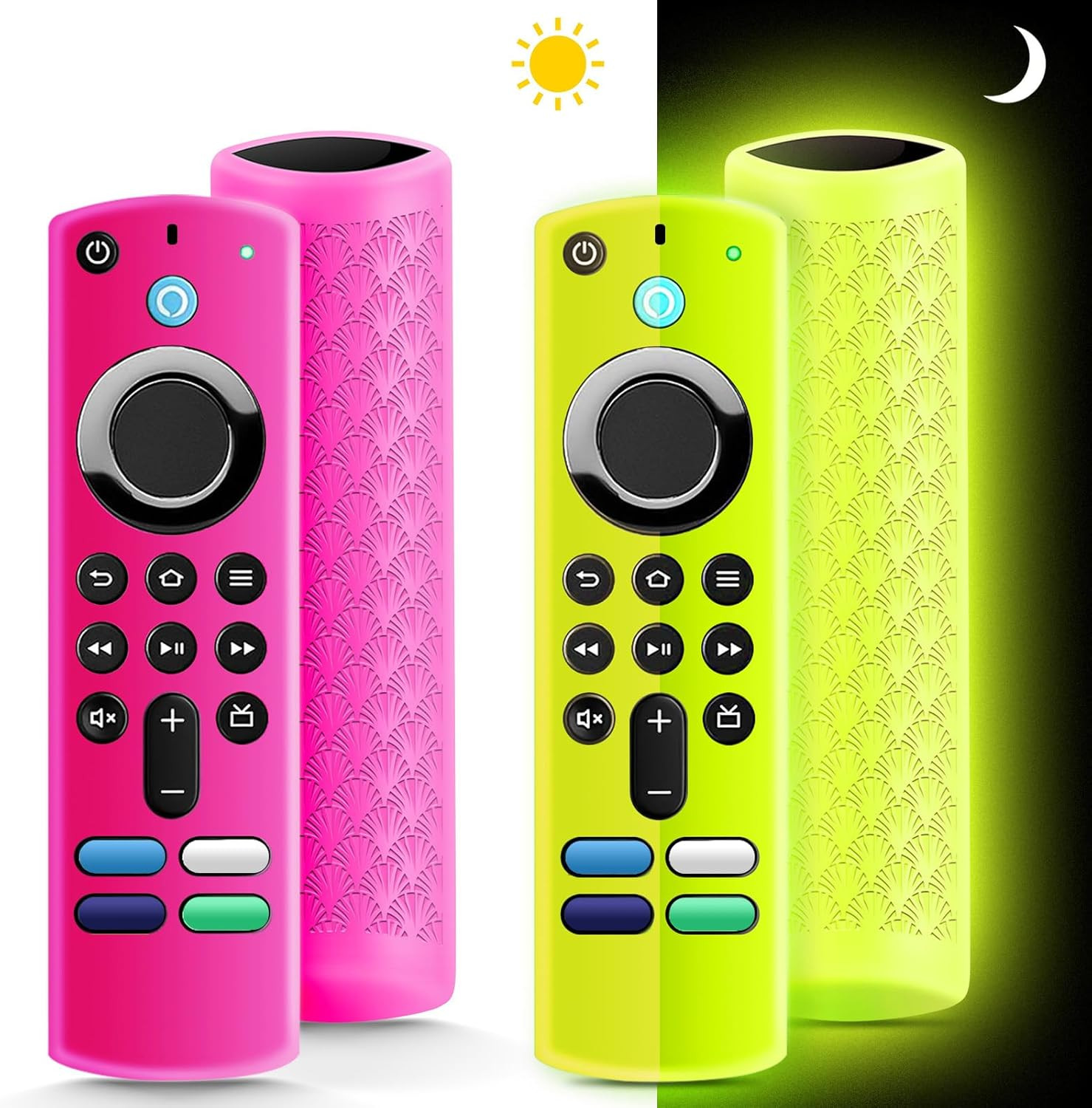 (2 Pack) Fire Stick Remote Cover 3rd Gen Glow Yellow&Not Rose Red
