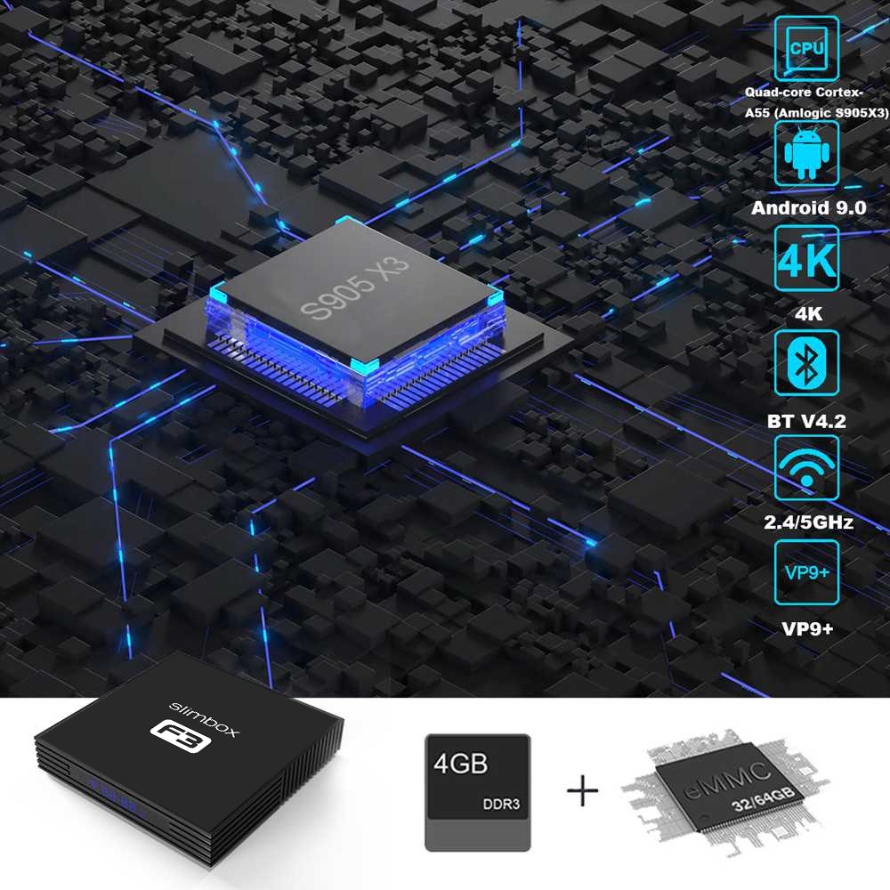 A95X F3 SLIM S905X3 4K HD Android 9 TV Box 2G+16G +Optional SlimBOX Firmware