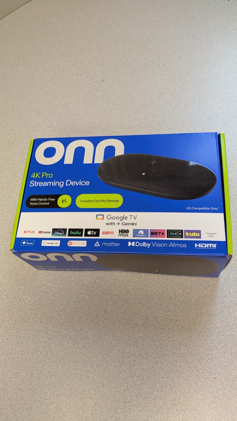 2026 Onn 4K Pro Streaming Device v2 Google Tv Box. New In Box