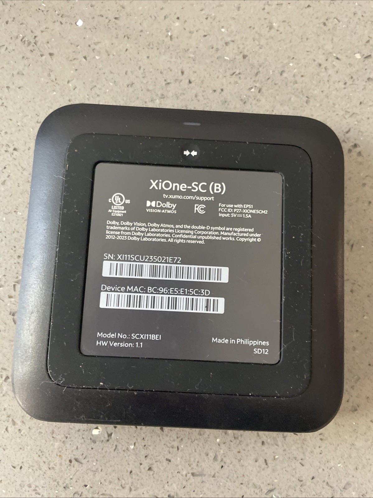UNTESTED Xumo EPS1 SCXI11BEI XiOne-SC(B) Stream Box – NO REMOTE OR POWER CORD