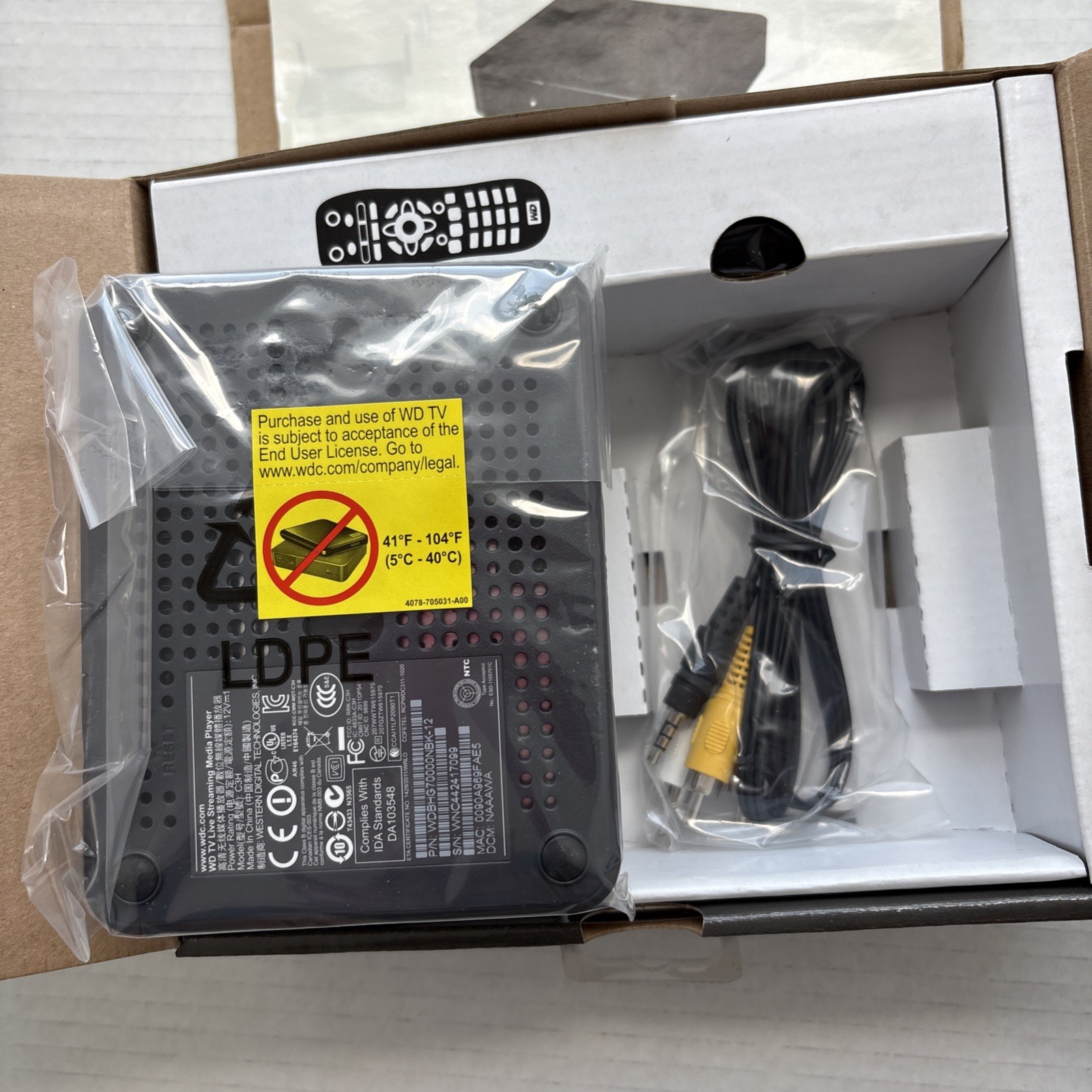 Western Digital WD TV Live Media Player C3H HDMI Sling Player New Open Box