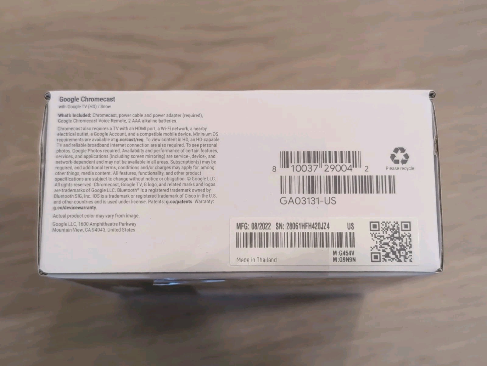 Google Chromecast with Google FHD TV – Snow (GA03131-US) – Open Box