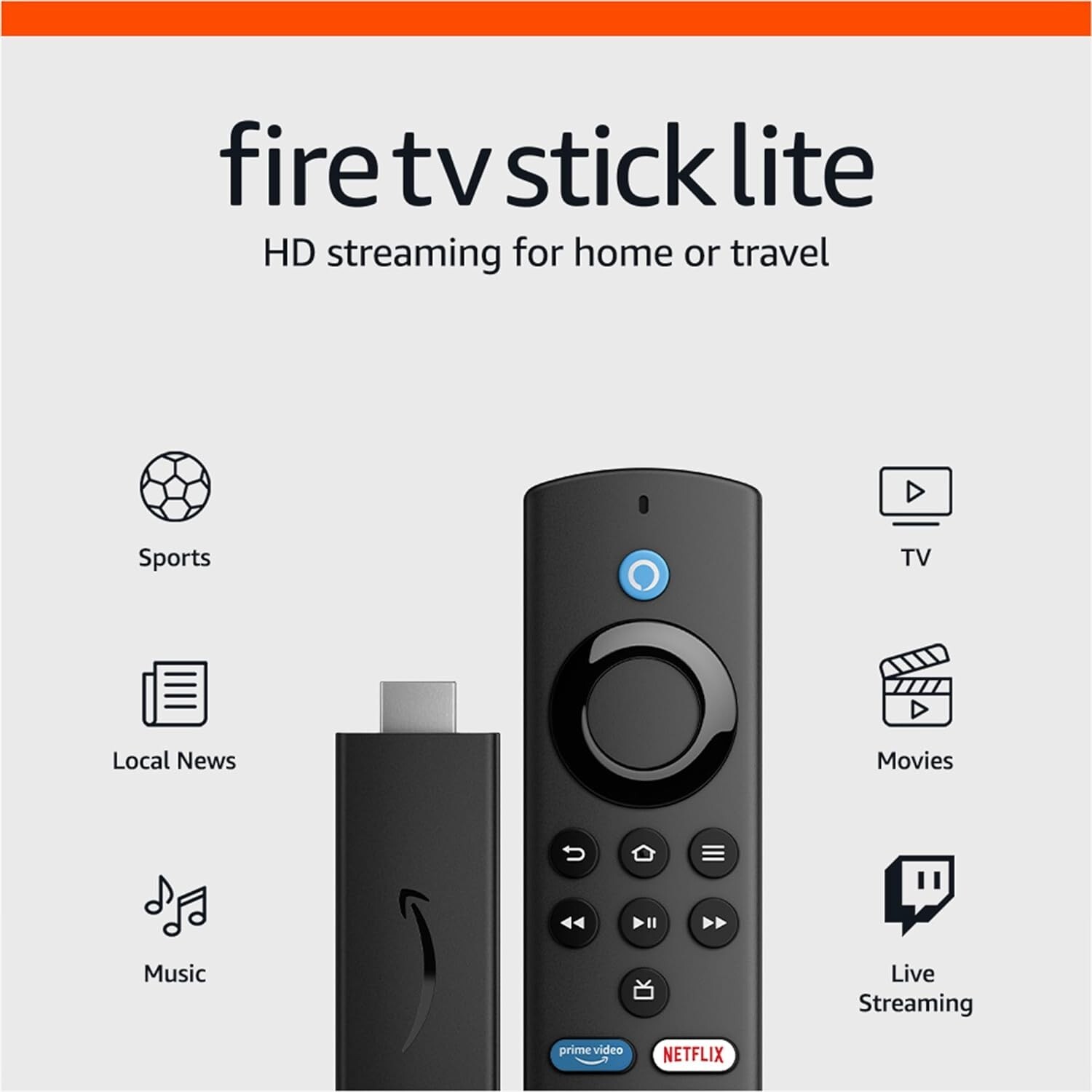 Amazon Fire TV Stick Lite HD – Alexa Voice Control Remote. Brand New.