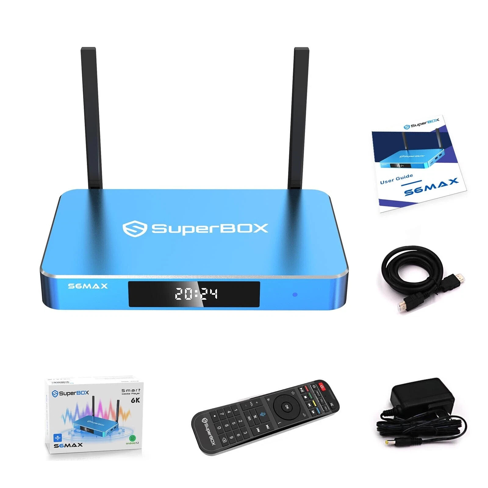 NEW 2025 Model Blue SuperBox S6 Max Keyboard remote BlueTooth-box free apps