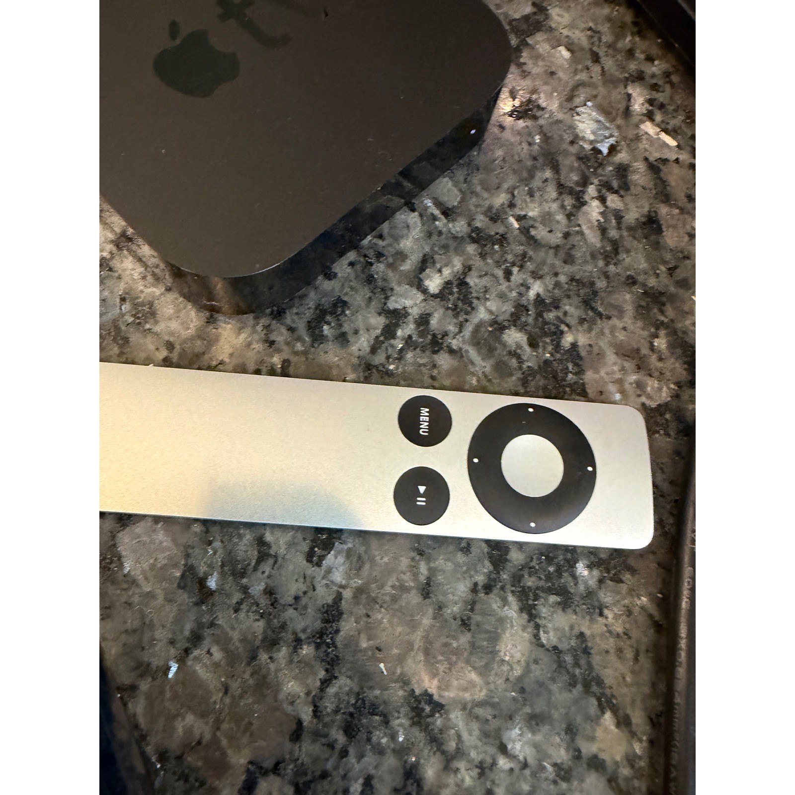 Apple TV 3rd Gen A1469 Black Media Streamer with Silver Remote and HDMI Cable