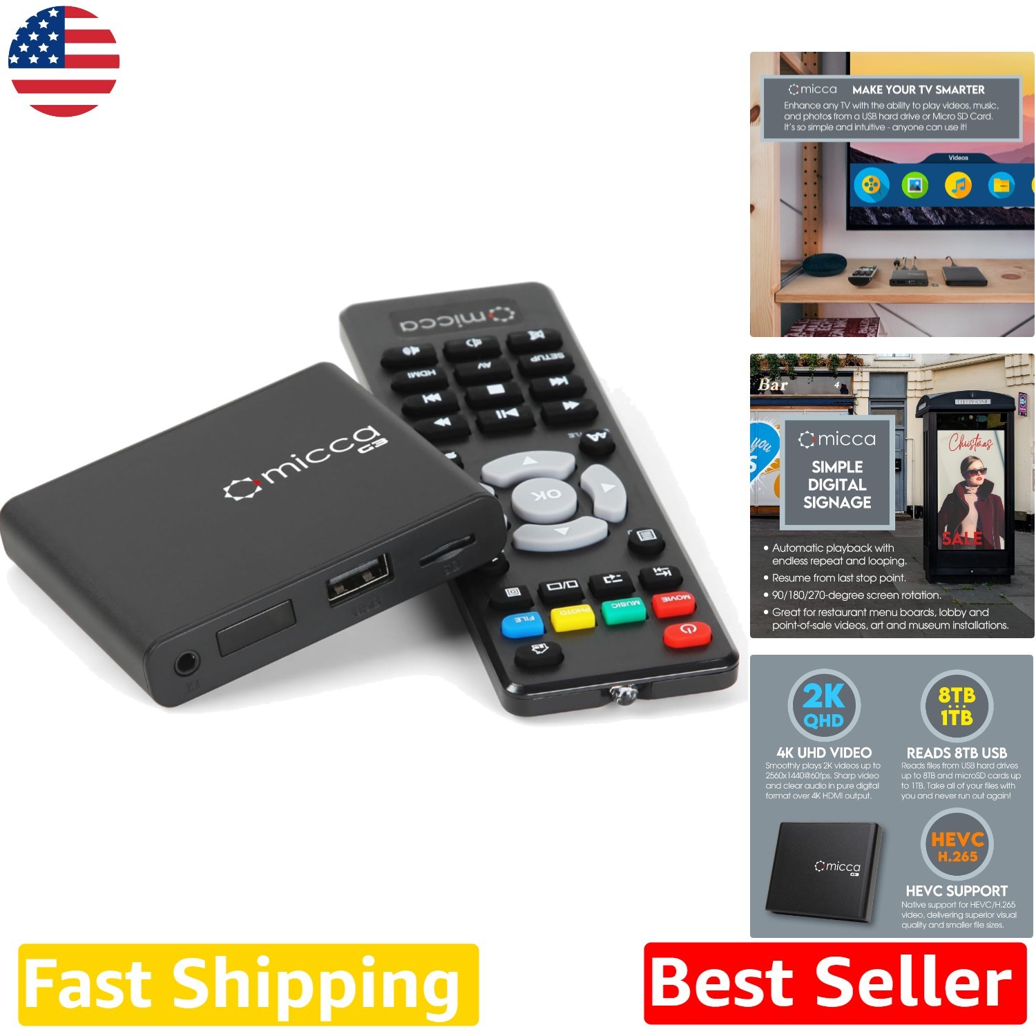 G3 4K Media Player HDMI USB MicroSD H.265 HEVC Auto Play Digital Signage
