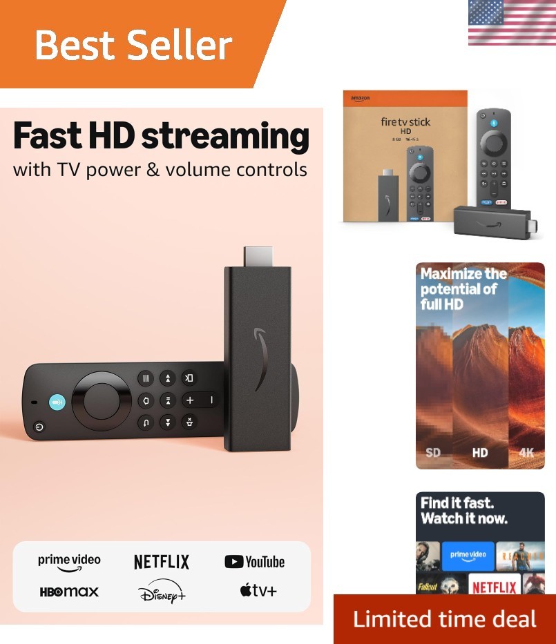 Portable Fire TV Stick HD – Alexa Remote, Live TV & Music Streaming Made Easy