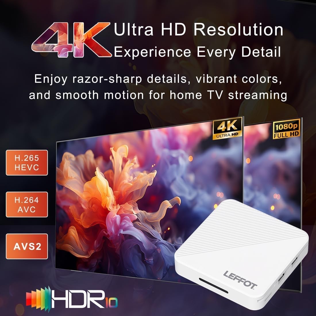Ultra HD Smart TV Box with HDMI Connectivity and Built-in Media Features
