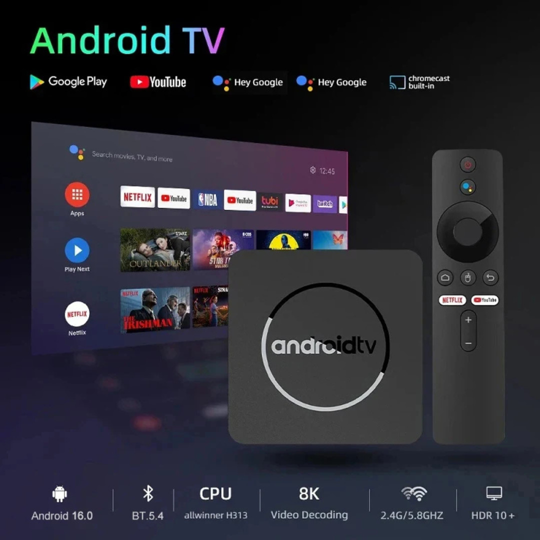 Q10 Android 16 TV Box 8K HDR10+ Allwinner H313 8GB+128GB Dual WiFi BT5.0