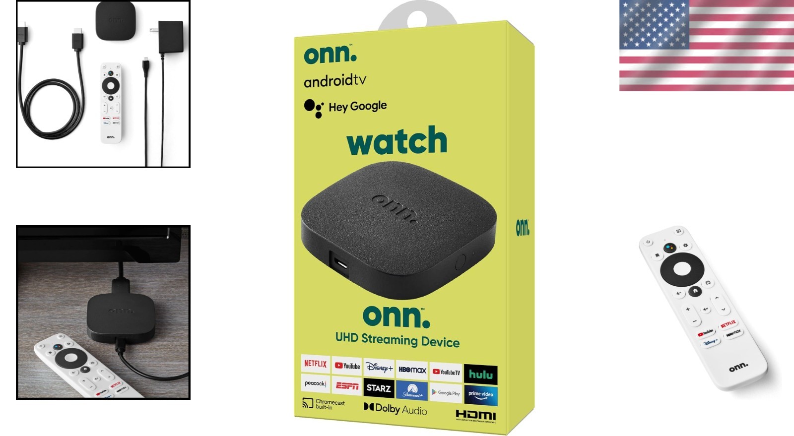 onn Android TV 4K UHD Streaming Player with Voice Control