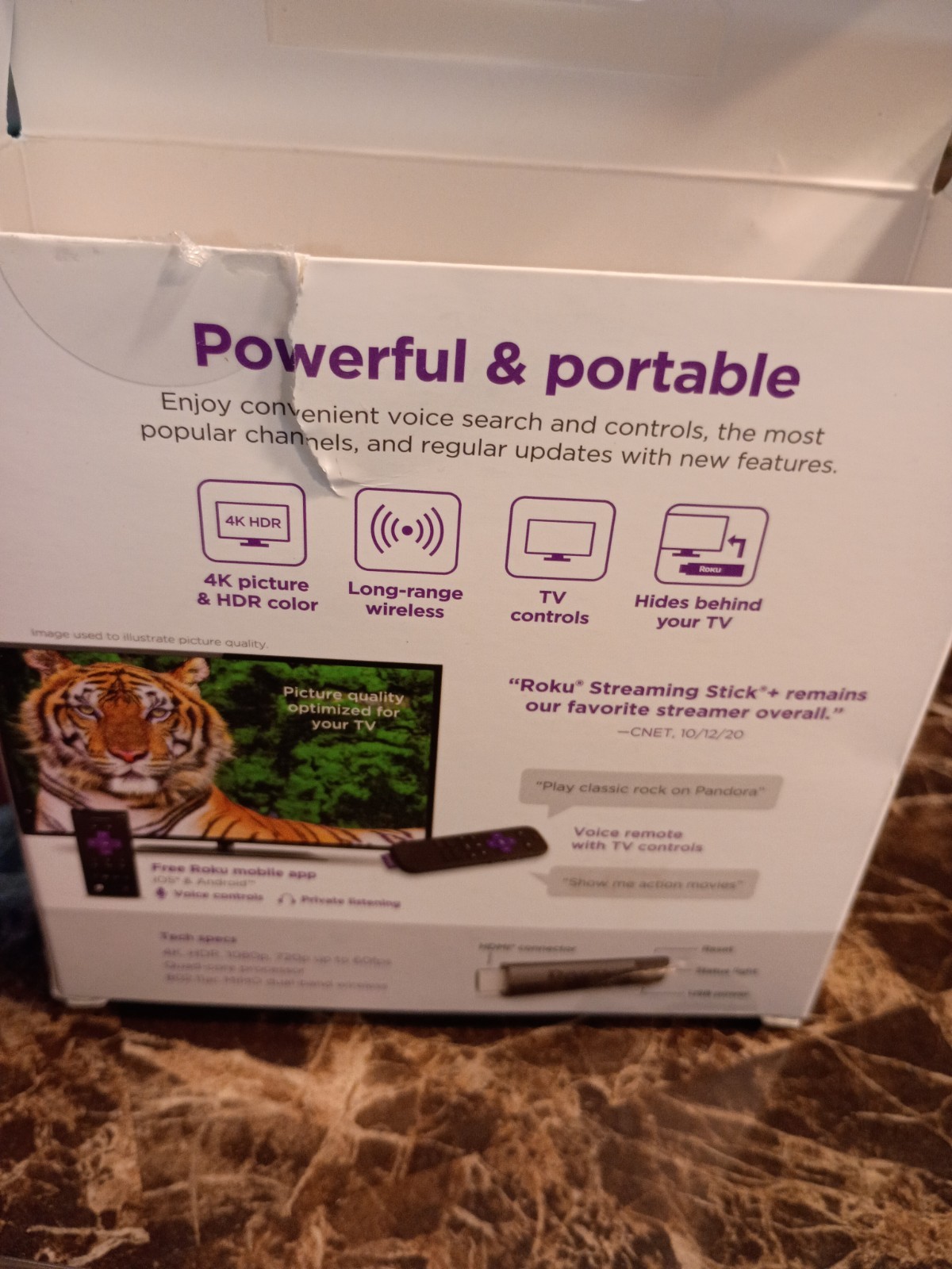 Roku Streaming Stick Plus 3810R 4K HDR Voice Remote With TV Controls