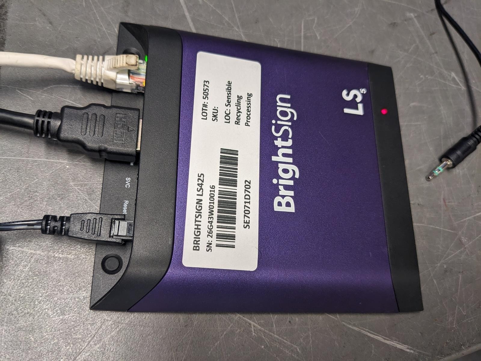 BRIGHTSIGN LS425 I/O DIGITAL SIGN MEDIA PLAYER – (NO POWER ADAPTER)
