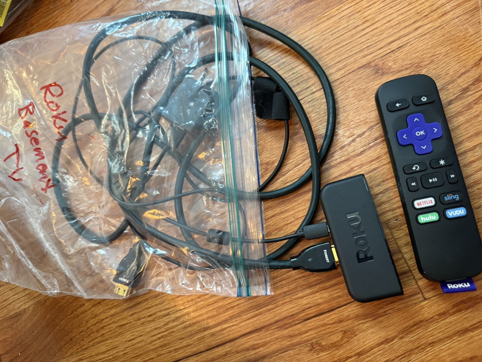 Roku Express 3900X Streaming Device Remote, cord, plug, & HDMI as bonus cord