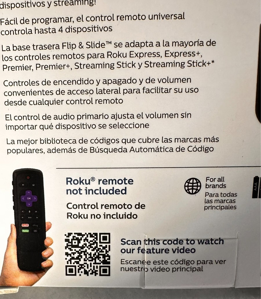Philips Elite Plus SRP2024R/27 Four Device Universal Remote Control For Roku