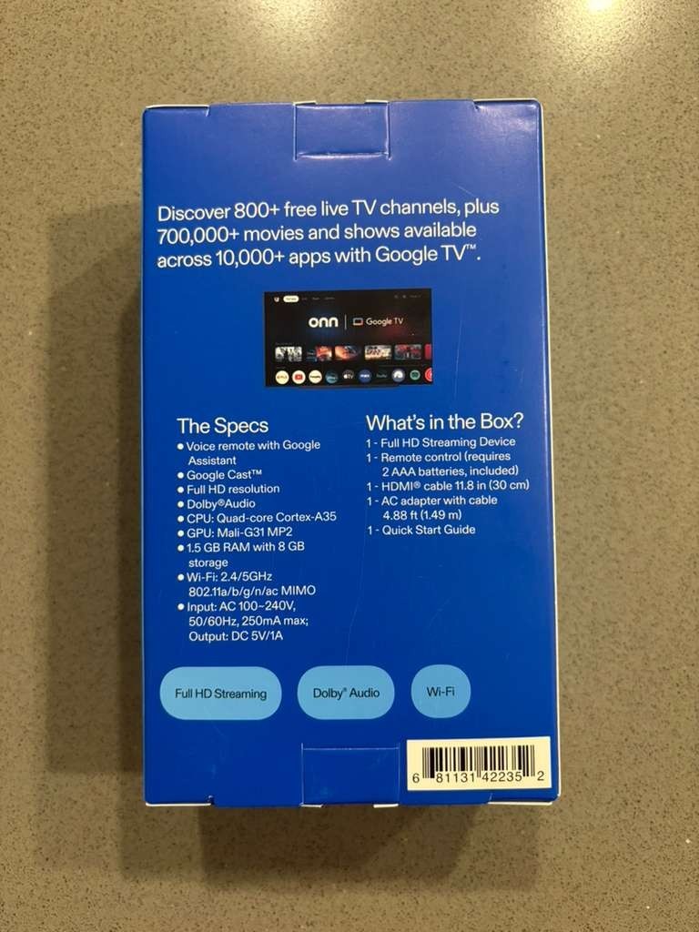 Onn. Google TV Full HD Streaming Device 1080p – Brand New Sealed – 2024 Model