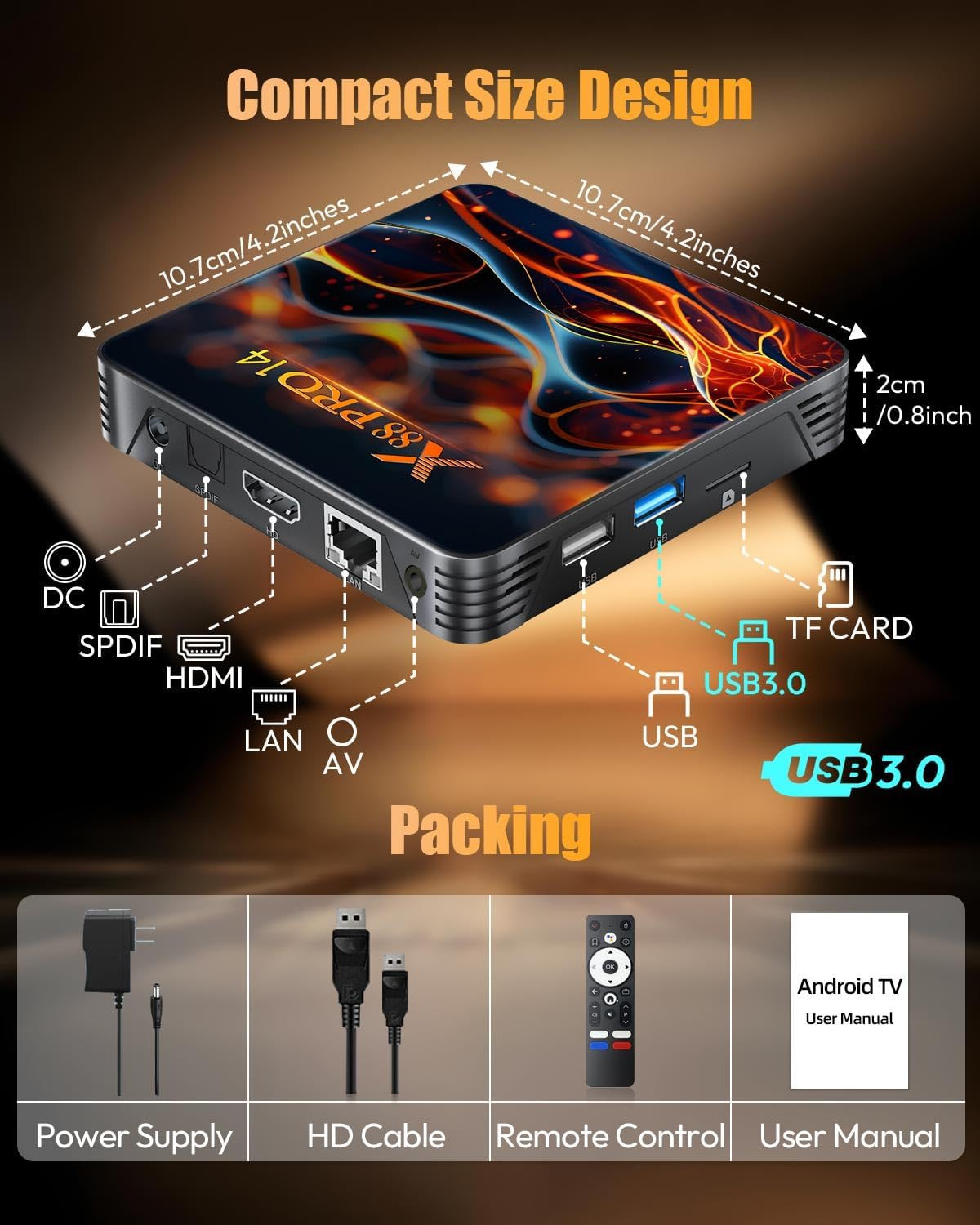 Android TV Box 2026, Android 14 TV Box 2GB 16GB Support 4K 6K 8K Wifi 6, Smart B