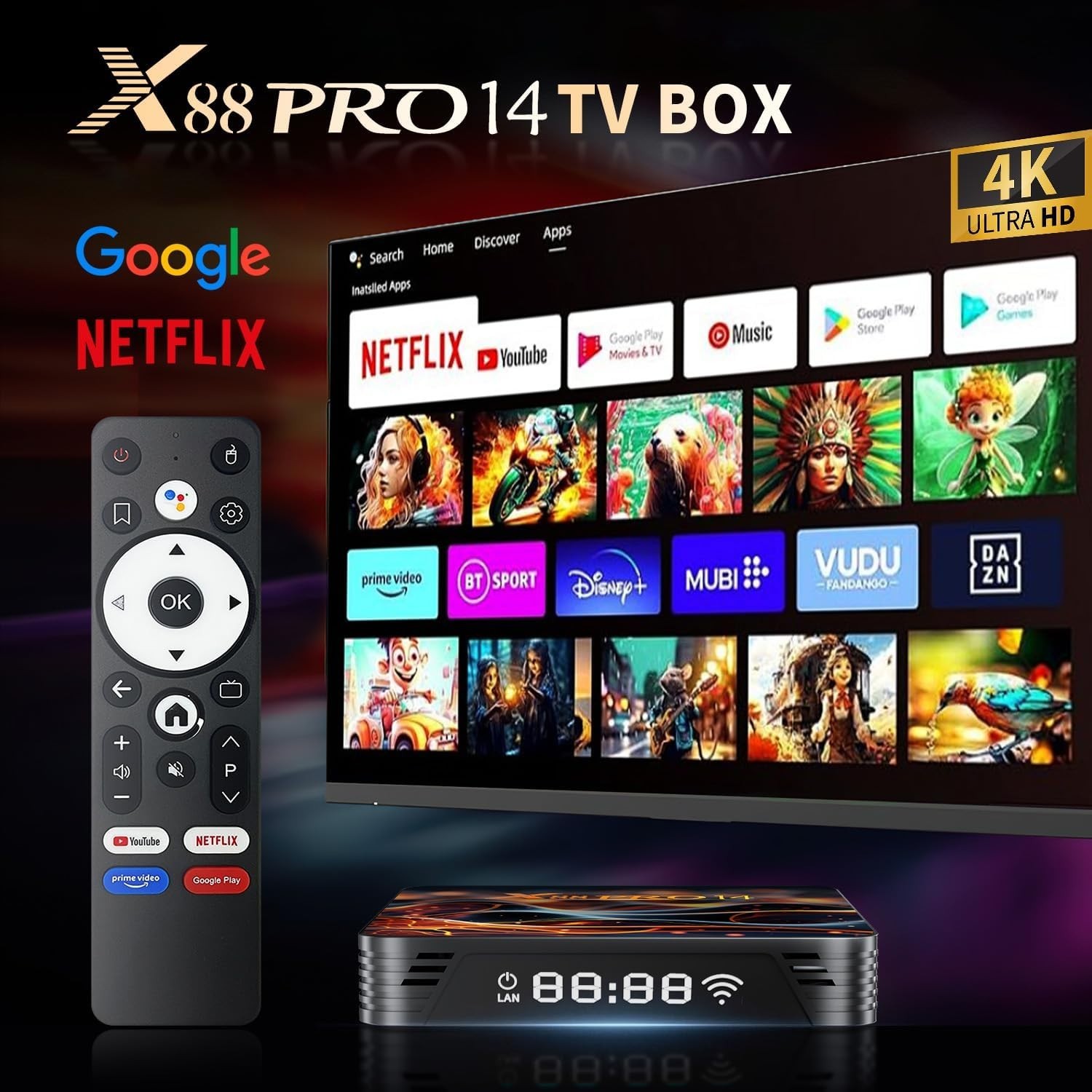 Advanced 2026 Android TV Box – 4K/8K Video, 2GB RAM, Dual-Band Wi-Fi & Bluetooth
