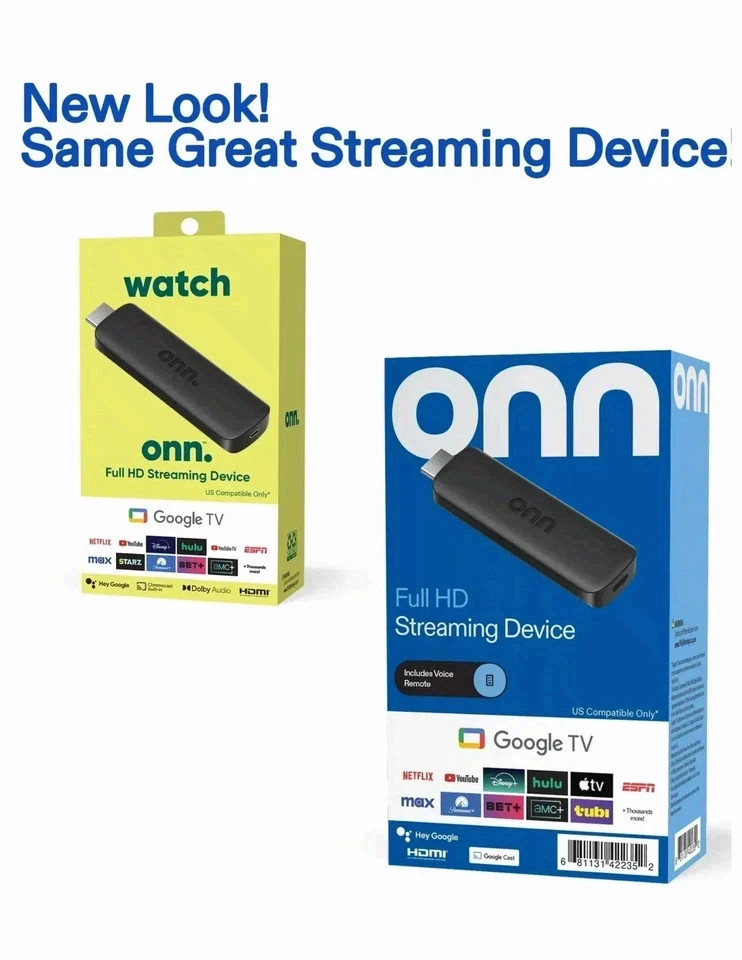 onn Full HD Streaming Device, Google TV – Fast Streaming, 8GB Storage, 1.5GB RAM