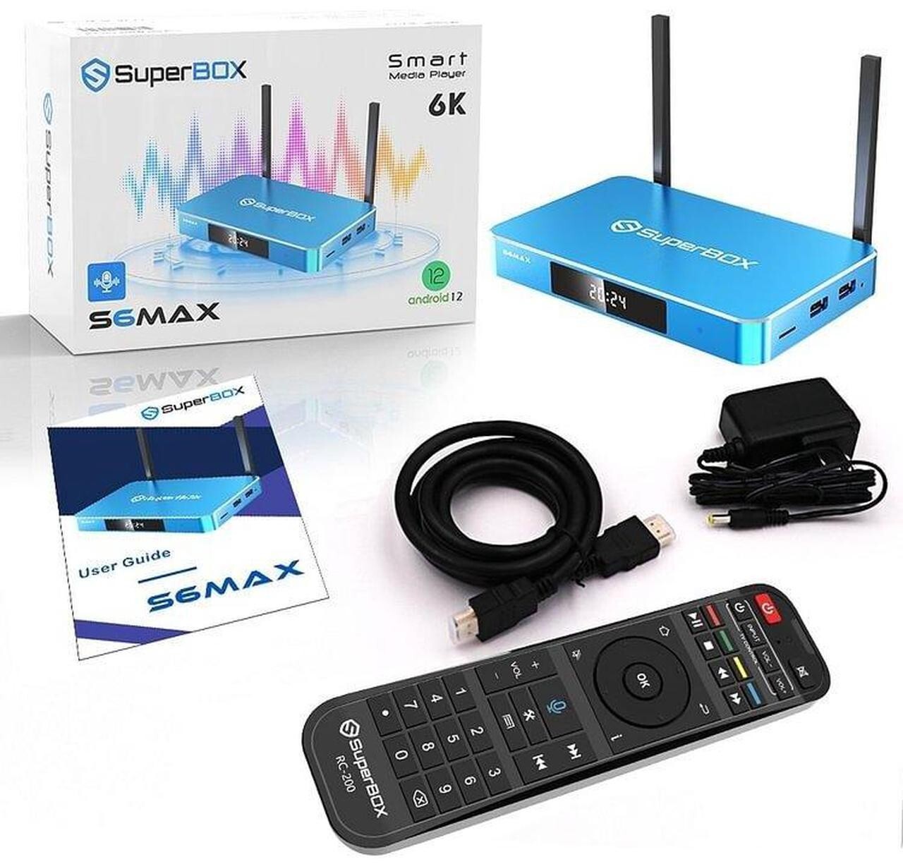 NEW 2025 Model Blue SuperBox S6 Max Keyboard remote BlueTooth-box free apps