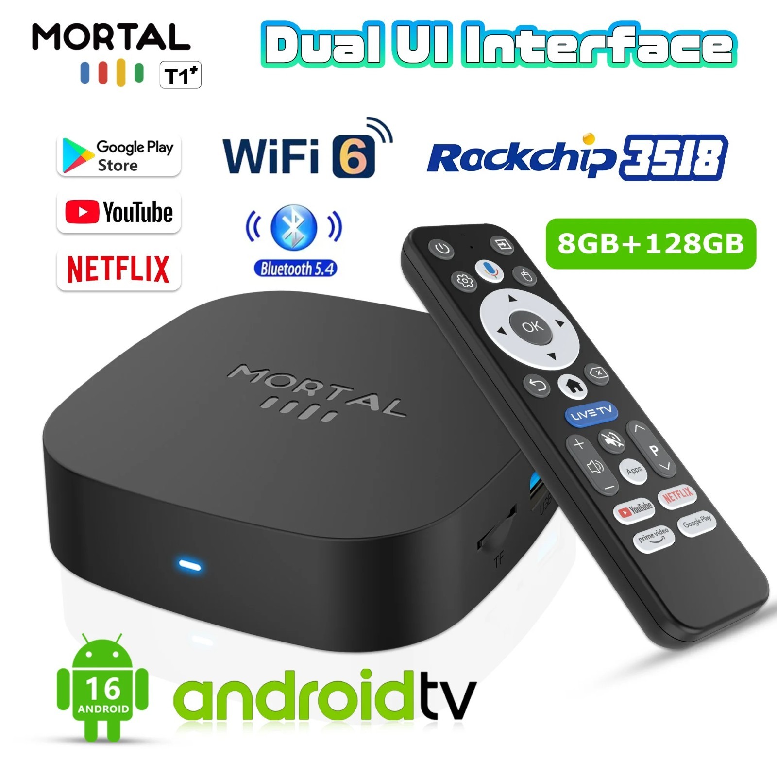 8K 4K HD Smart TV Box Quad Core 8GB RAM 128GB ROM Dual WiFi Media Player