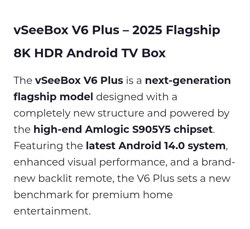 vSeeBox V6 Plus – Brand New – Sealed – Newest Model Vsee (Authorized Seller)