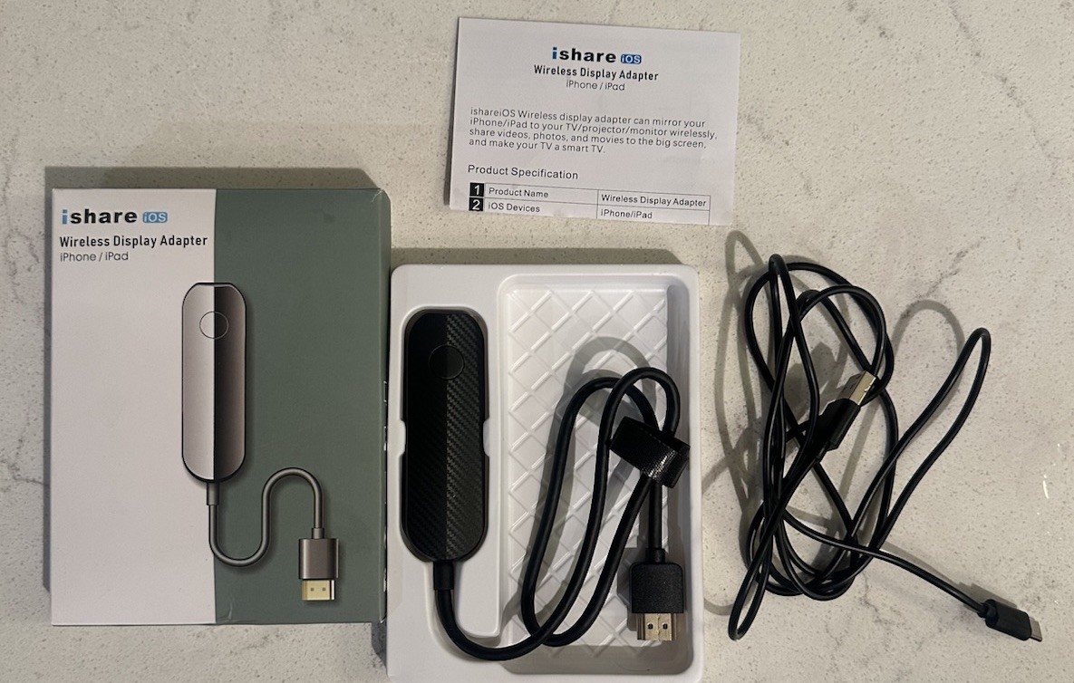 iShare iOS Wireless HDMI Display Adapter Streaming Device for iPhone to TV Works