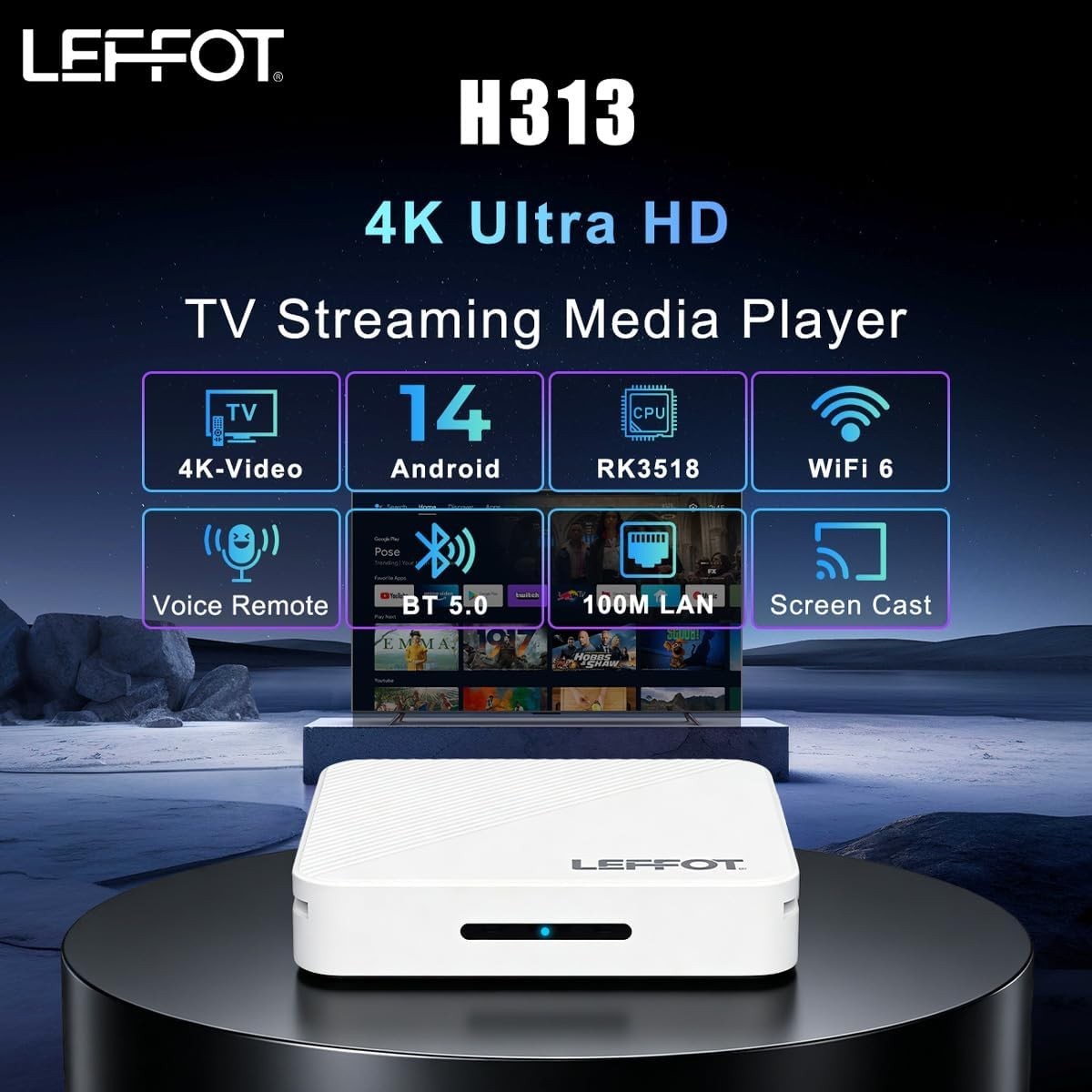 Android 14.0 TV Box 2026, H313 4K Ultra HD Streaming Device for TV with BT 5….