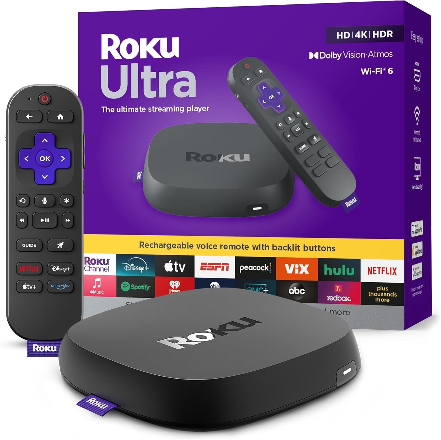 Roku Ultra 2024 Streaming Player – 4K Streaming Device for TV with HDR10+, Dolby