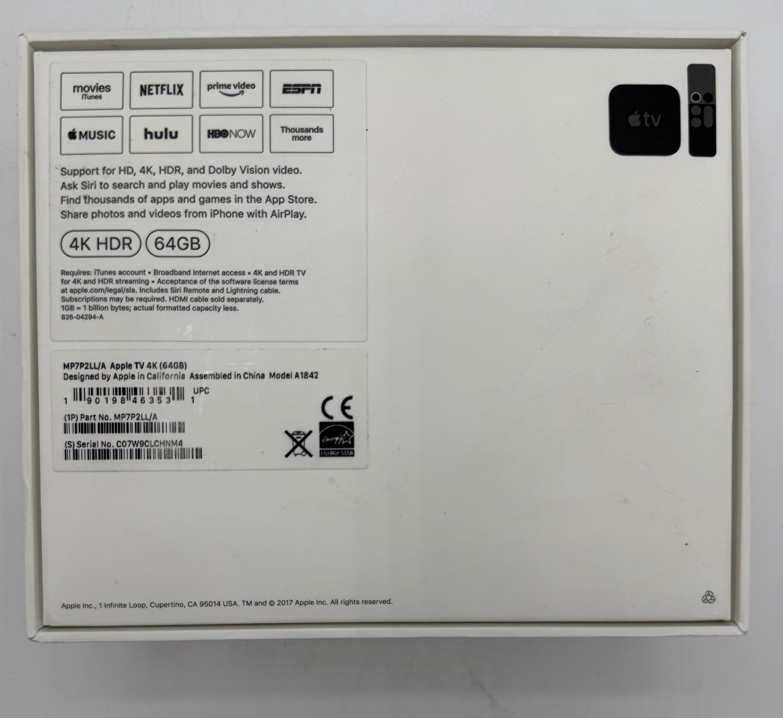 Apple TV 4K A1842 (5th Gen.)-(4k 1st Gen) Media Streamer – Fully Functional –