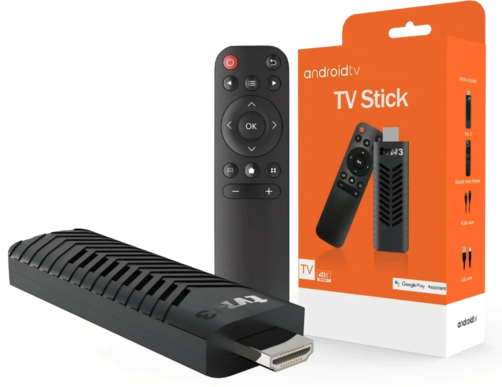 TV Android Stick TVR3-S 4K Video Wifi 2.4G
