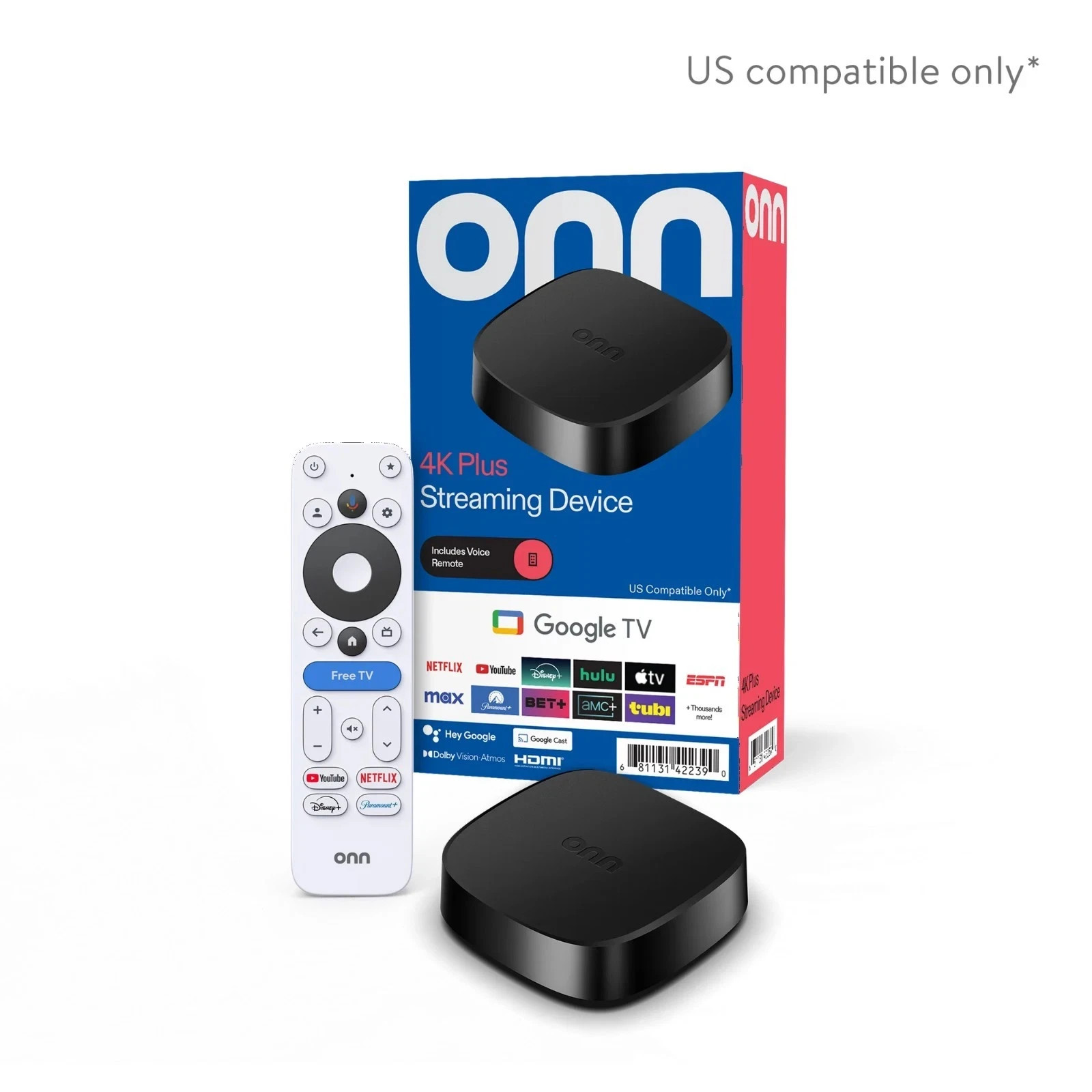 onn 4K Plus Streaming Device Google TV Voice Remote 4K Dolby Vision Atmos HDMI
