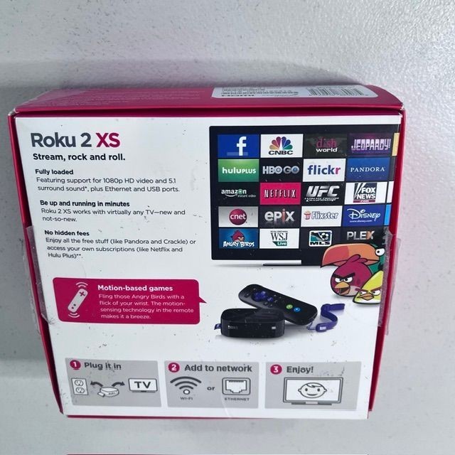 Roku 2 XS Model 3100R Media Player + Power Supply + Remote