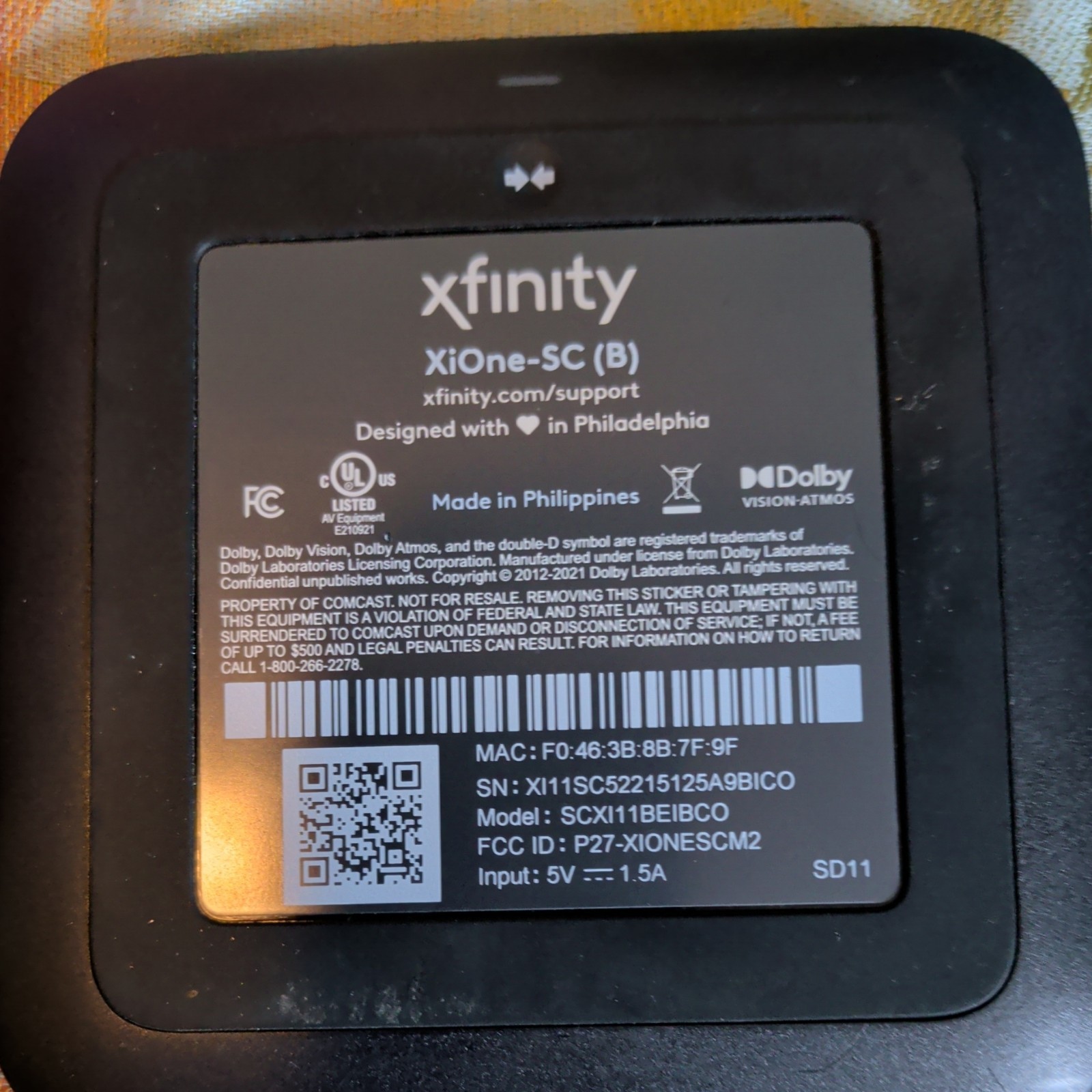 Xfinity XiOne-SC B Stream Box SCXI11BEI HD Streaming W/ AC Adapter, HDMI ￼