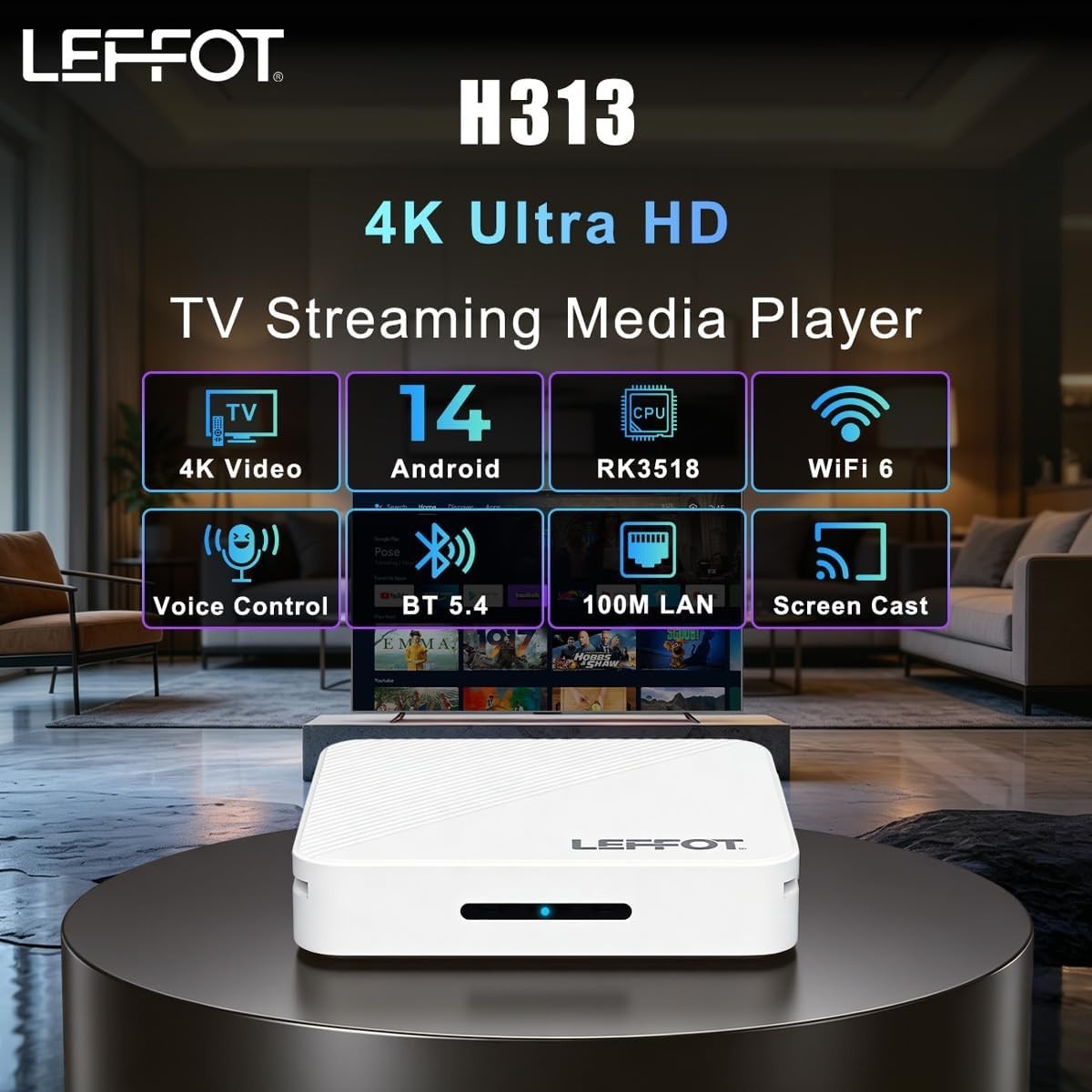Android TV Box 4K Ultra HD Streaming Device WiFi 6 Remote TV Smart Media Player