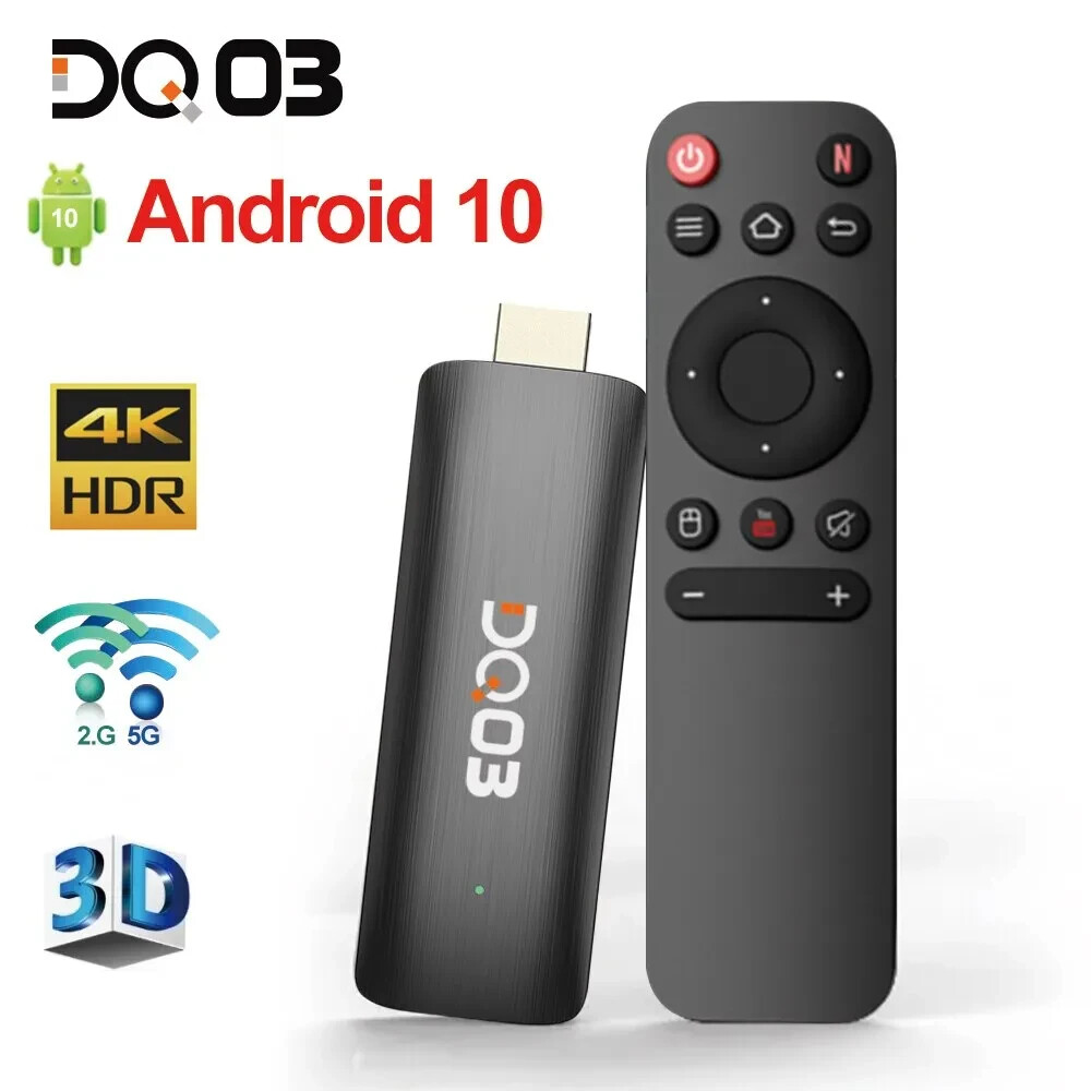 DQ03 Mini TV Stick Android 10 Quad Core ARM Cortex A53 8GB Support 4K H.265 T