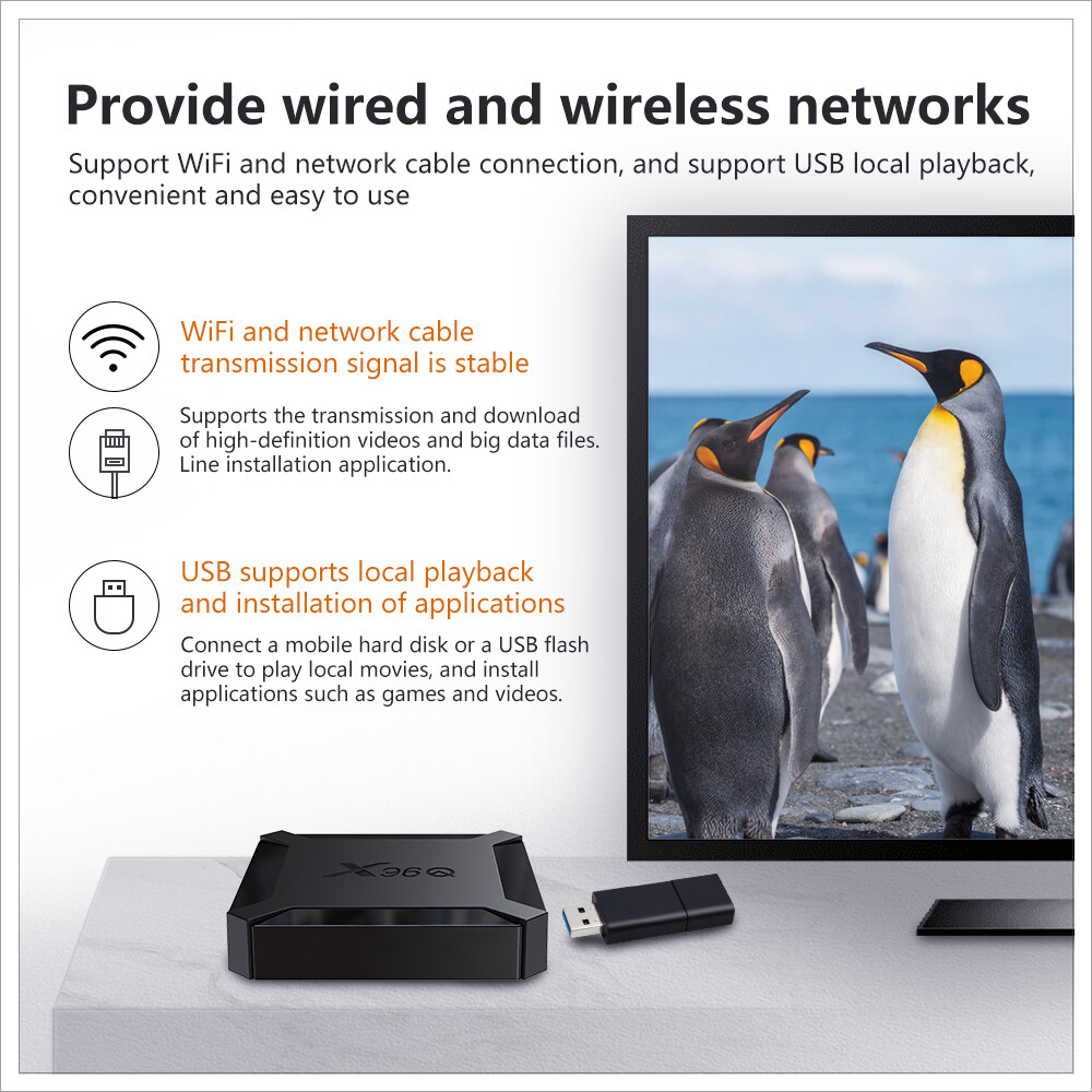X96Q H313 Quad Core 2+16GB Android 10 4K TV BOX 2.4G WIFI HDMI Media Player 2022
