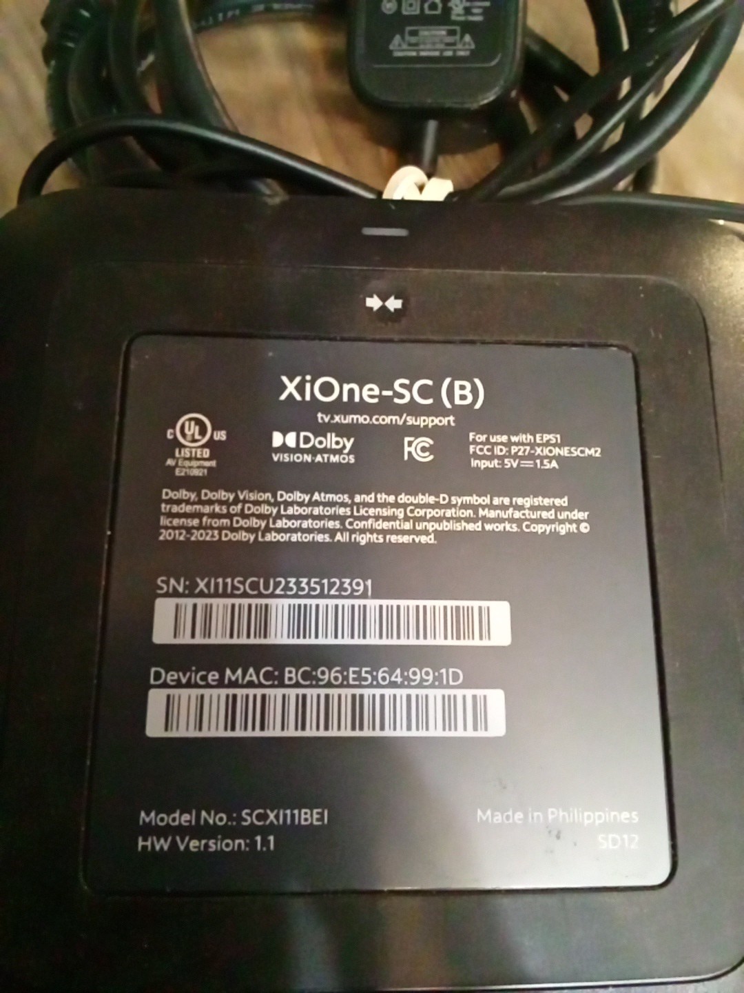 XiOne-SC(B) Streaming Device TV Box SCXI11BEIBCO HDMI Power (Q)