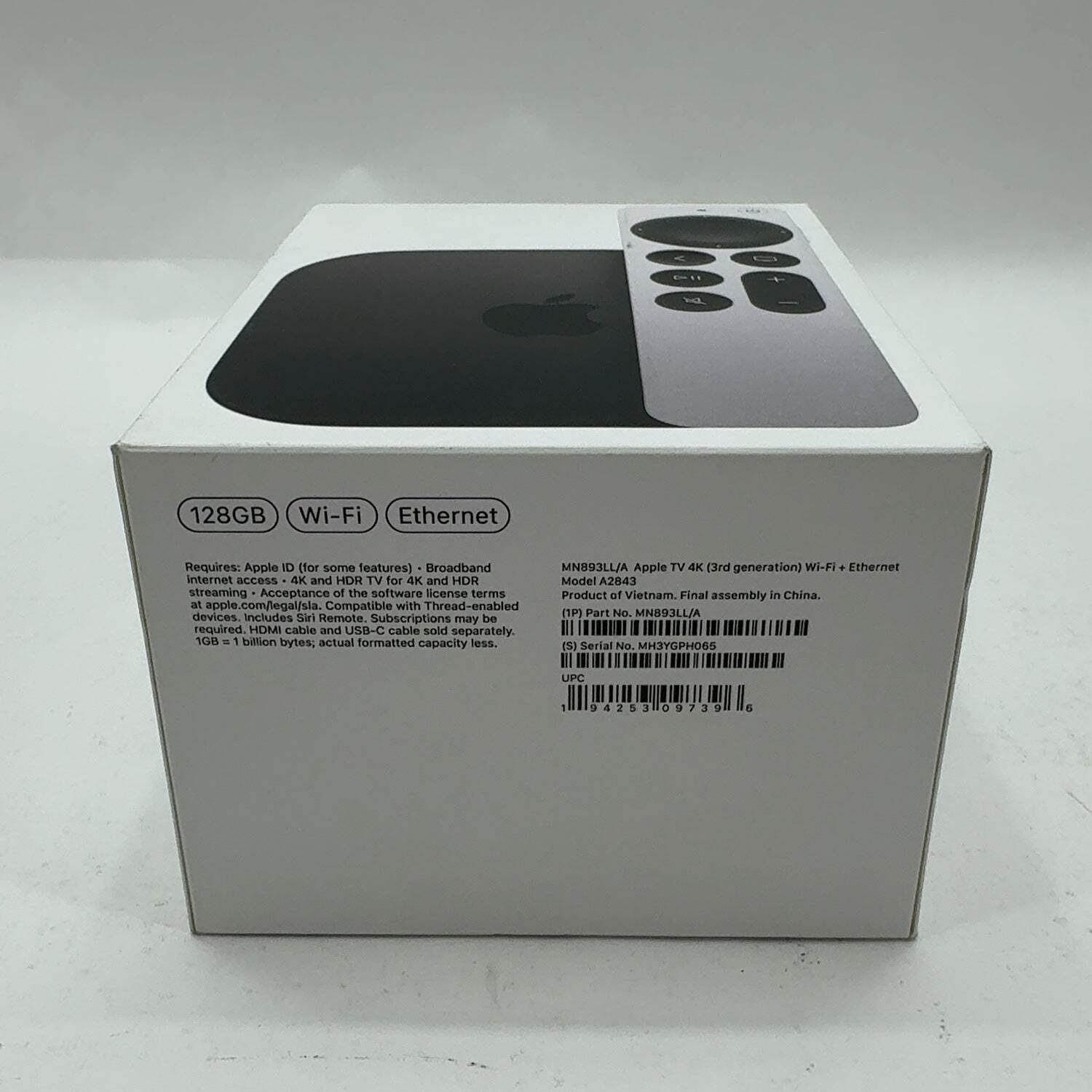 New Apple TV 4K 3rd Gen 128GB Digital HD Media Streamer MN893LL/A WiFi+Ethernet