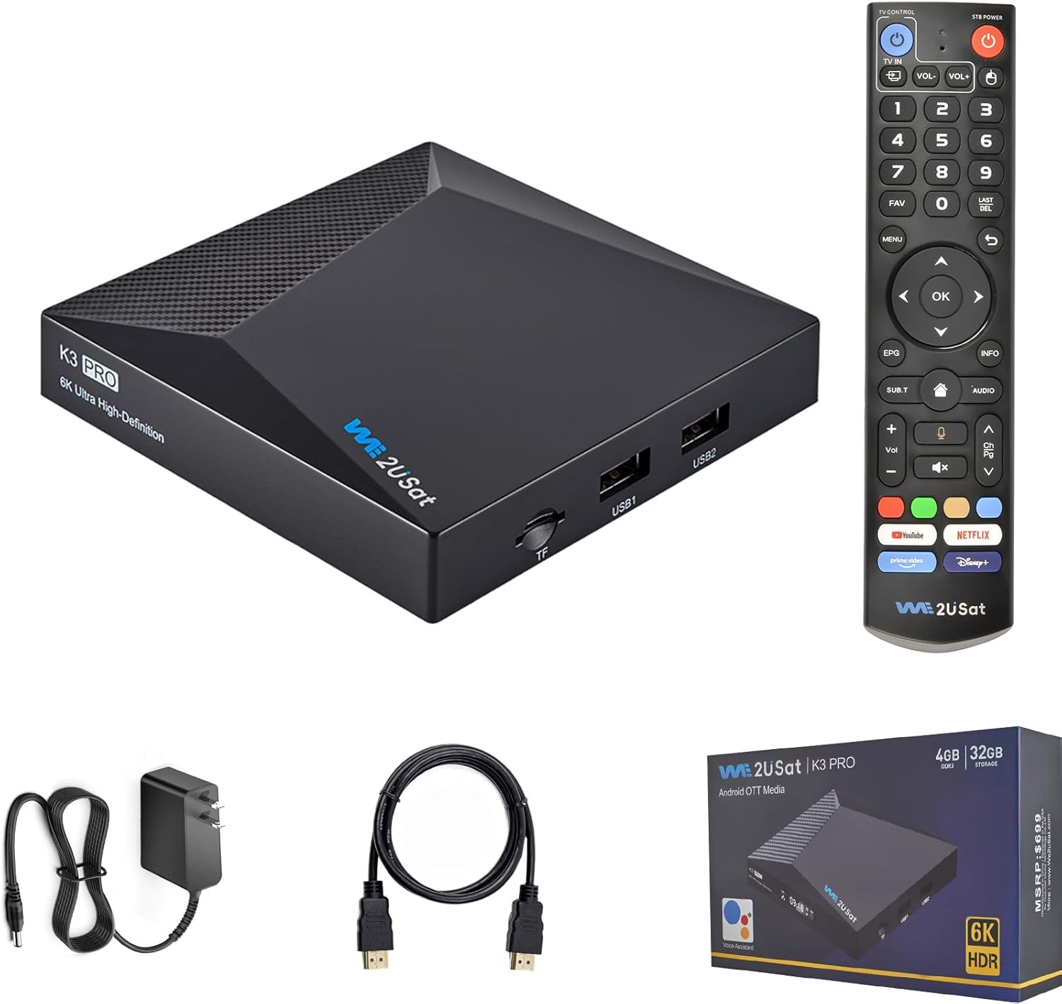 New WE2USAT K3 PRO 6K Super TV Box Streaming Box Voice Control