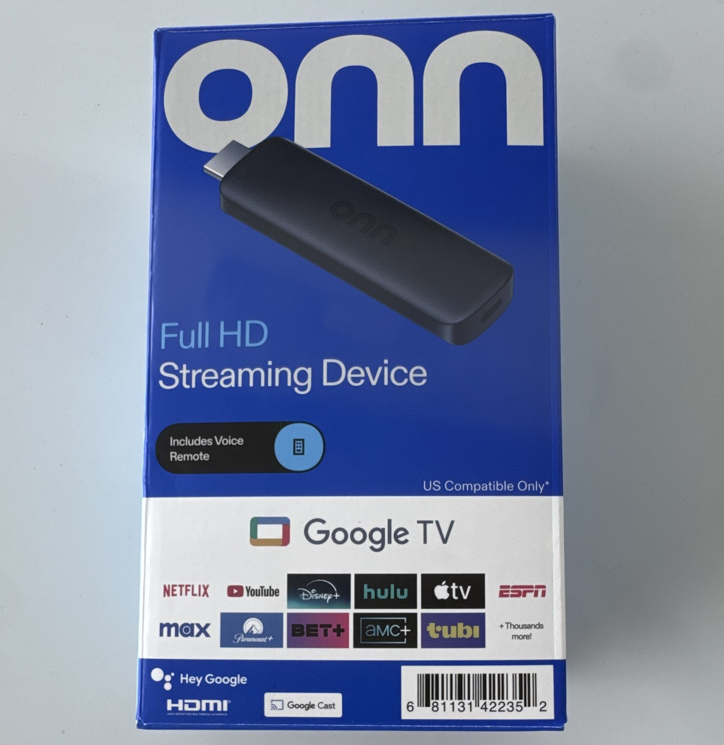 ONN Full HD Streaming Device Google TV Voice Remote Dolby Audio HDMI Wi-Fi 8GB