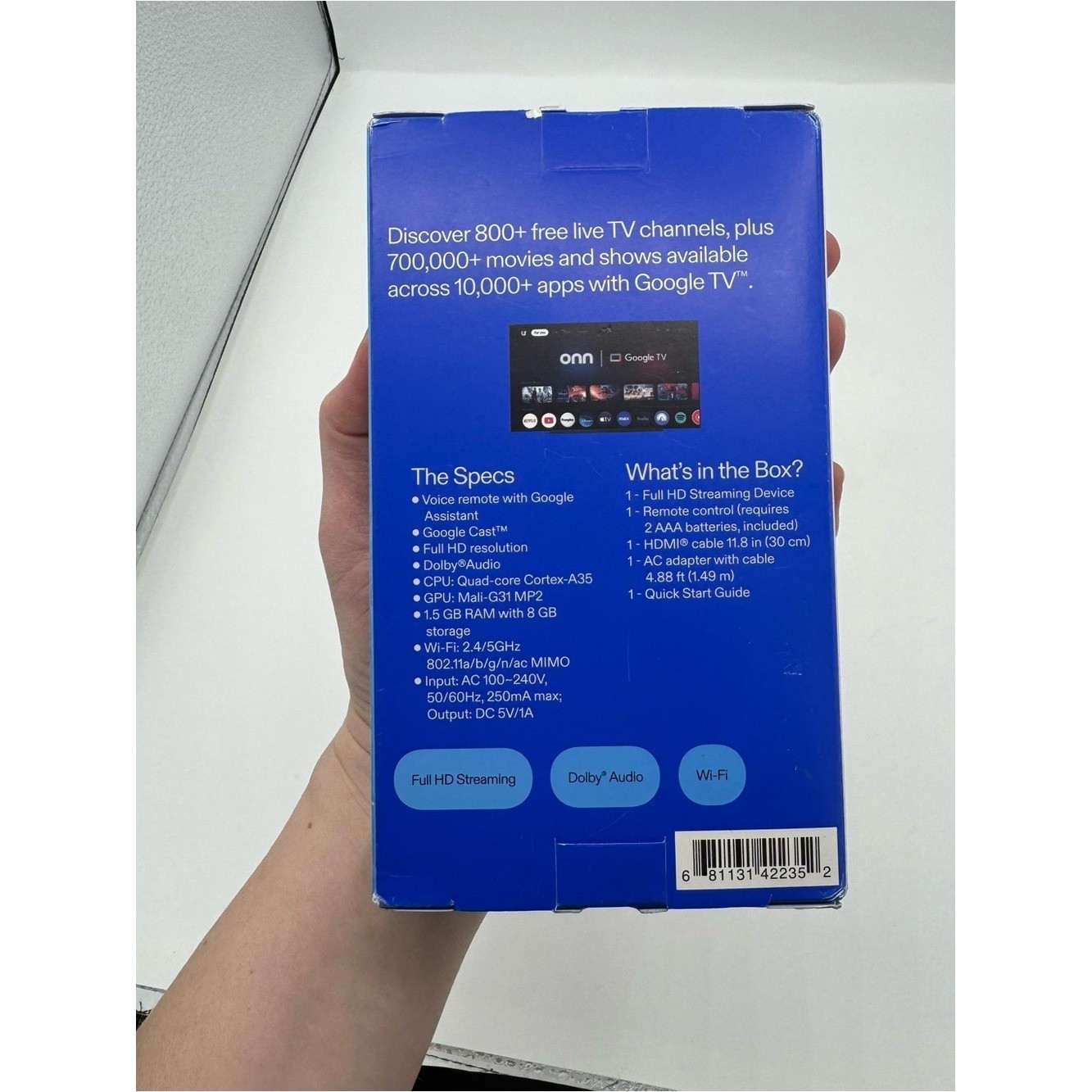 onn Google TV Full HD Streaming Device, 2K FHD, Wi-Fi, Google TV Voice Control