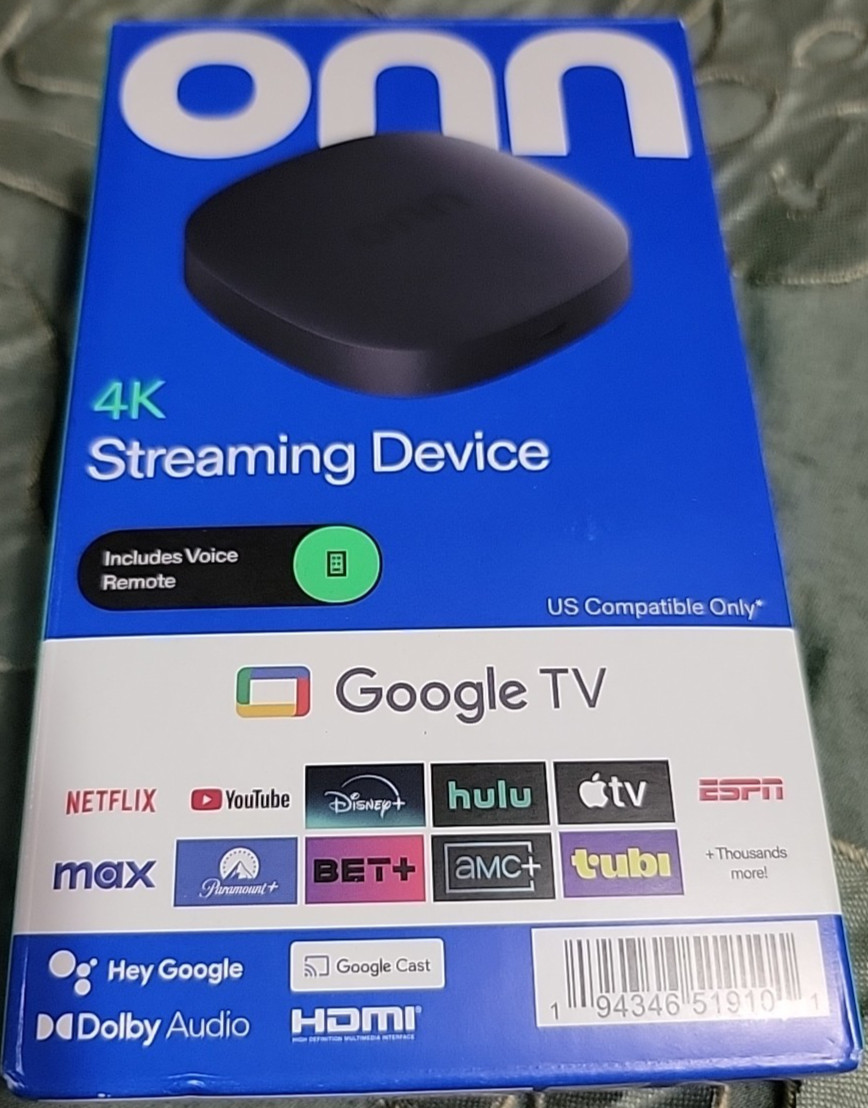onn 4K Streaming Device, Google TV – Fast Streaming, Ultra HD, 8GB Storage, 2GB