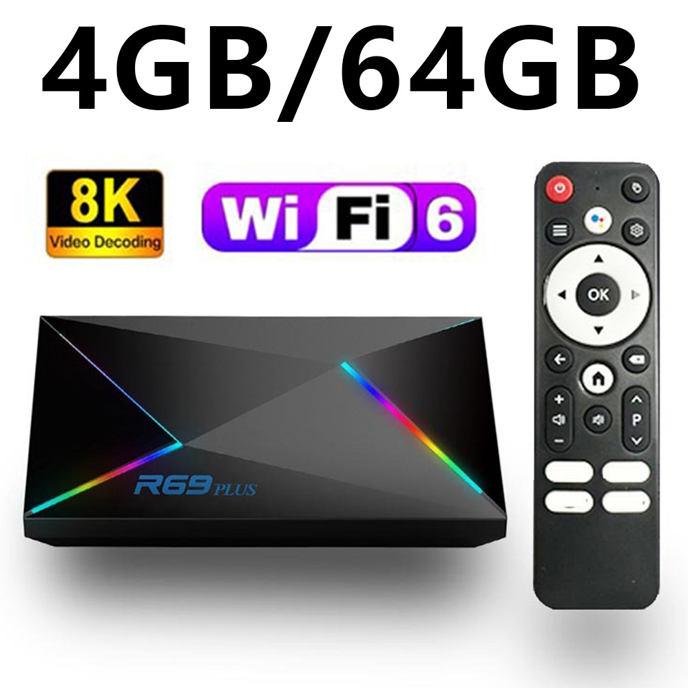 5G Media Player 8K HDMI Android 14.0 TV Box Smart Stream WIFI 6 Quad Core 4G+64G