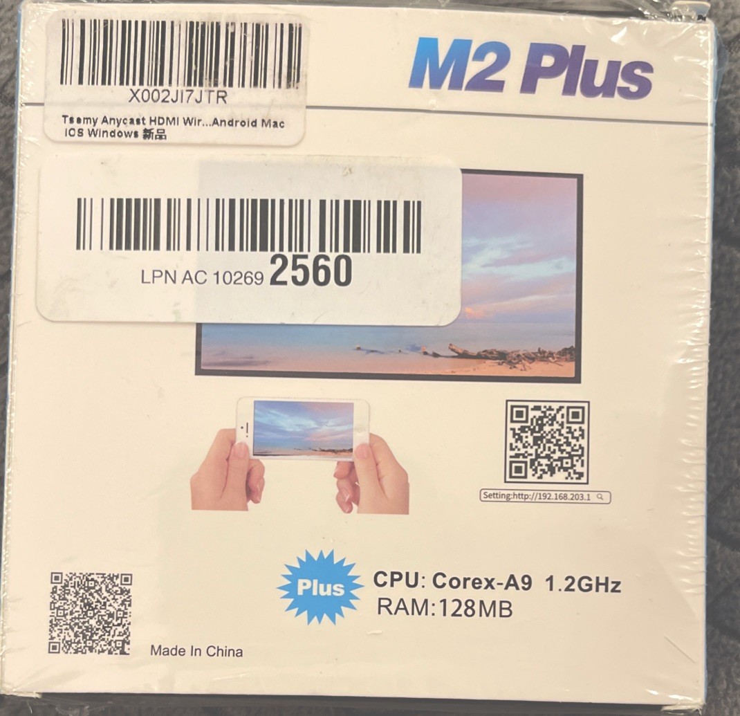 AnyCast M2 Plus WiFi Display Receiver 1080p HDMI TV DLNA Airplay & Miracast