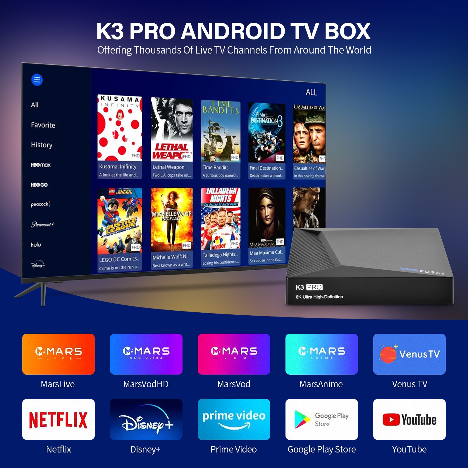 New WE2USAT K3 PRO 6K Super TV Box Streaming Box Voice Control