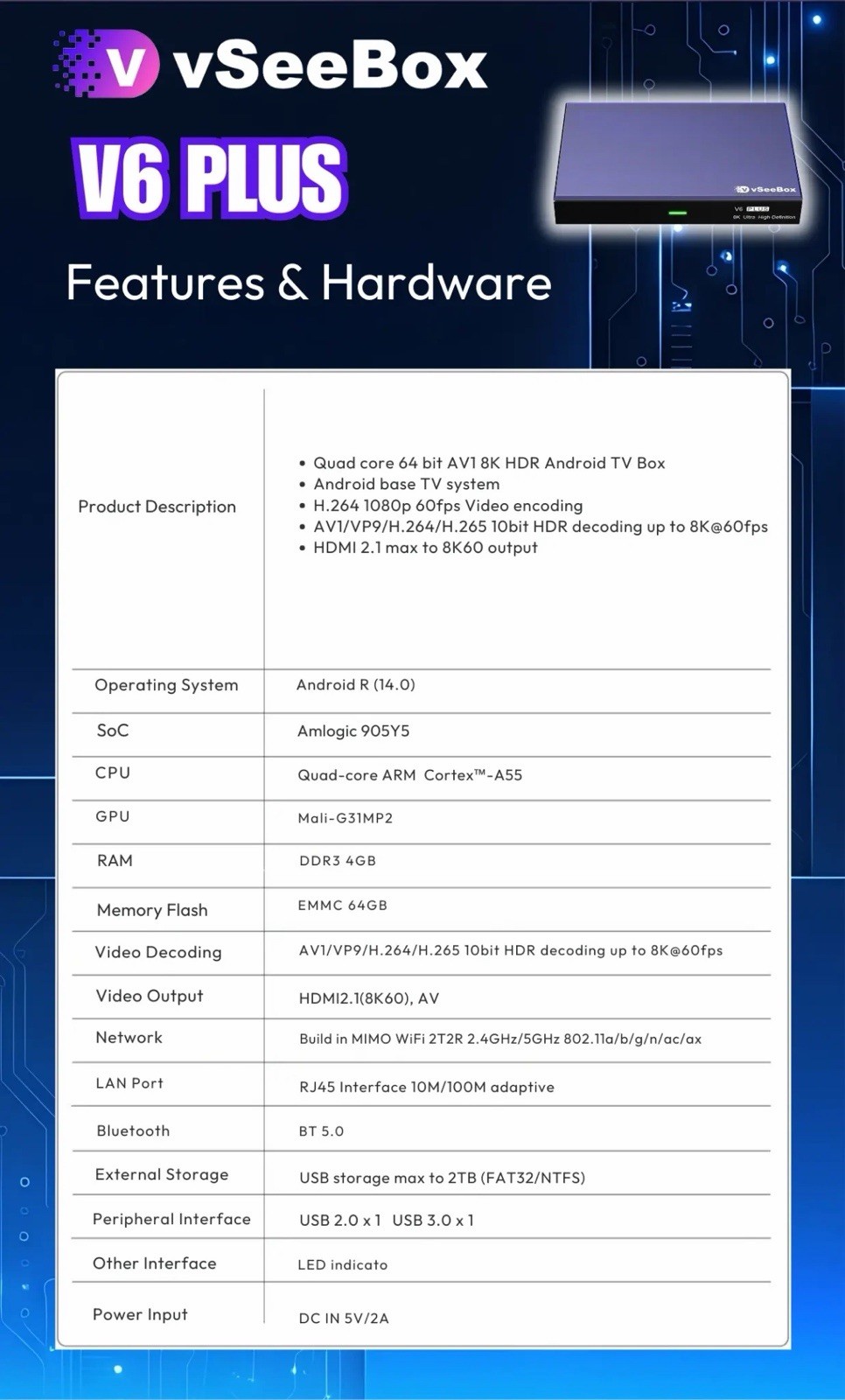 Vseebox V6 Plus New Android Streaming Box, Authorized Distributor