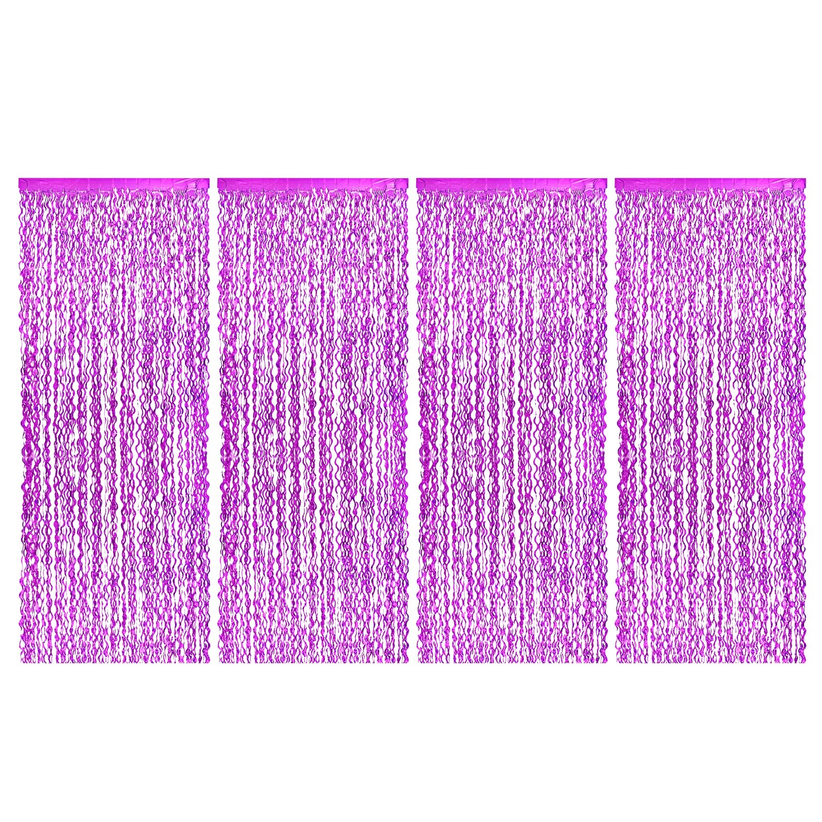 4Pcs Shiny Wave Tinsel Foil Fringe Curtain 3.3×6.6 ft for Anniversary Rose Red