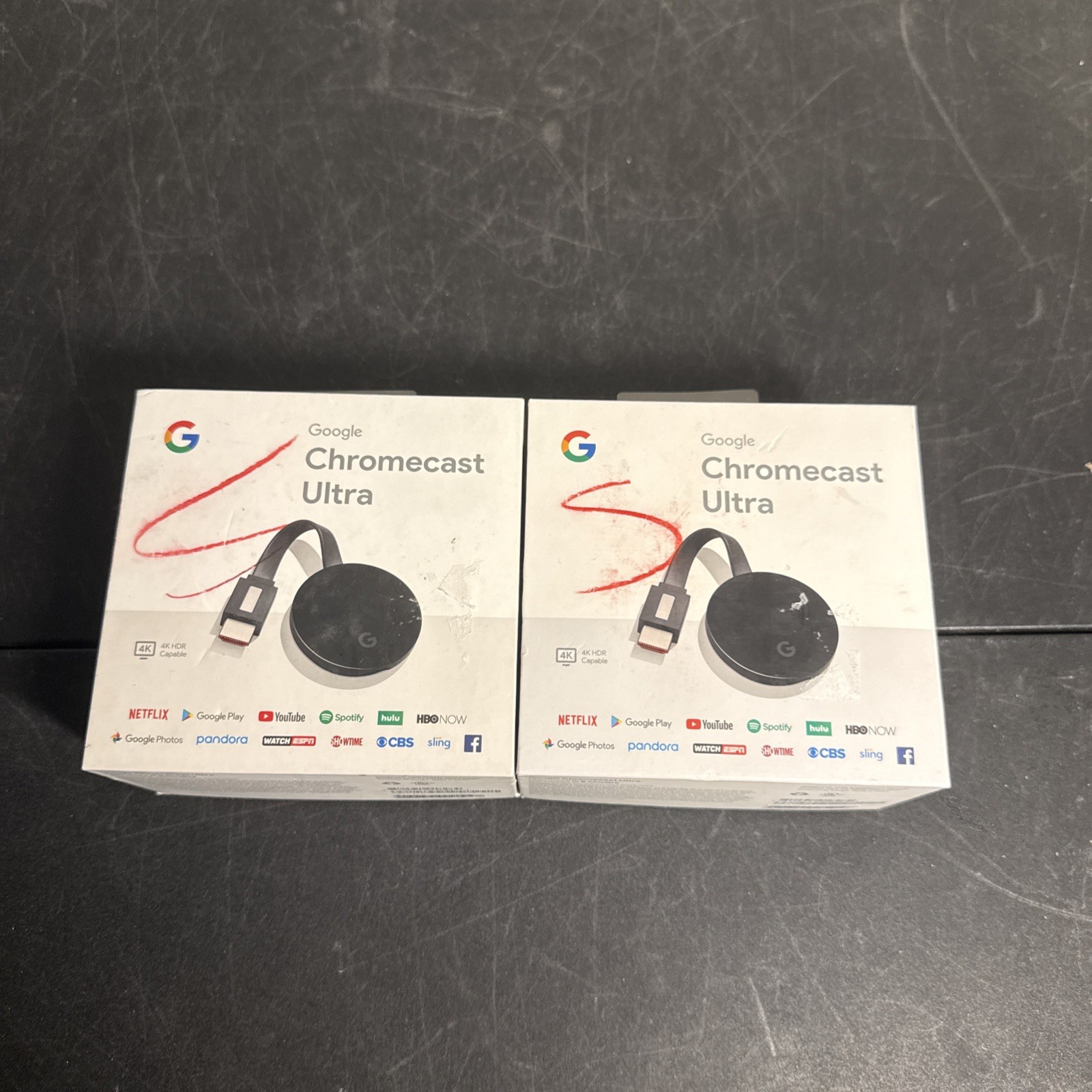 Google Chromecast Ultra 4K Digital Media – Black (GA3A00403A14) READ Lot Of 2